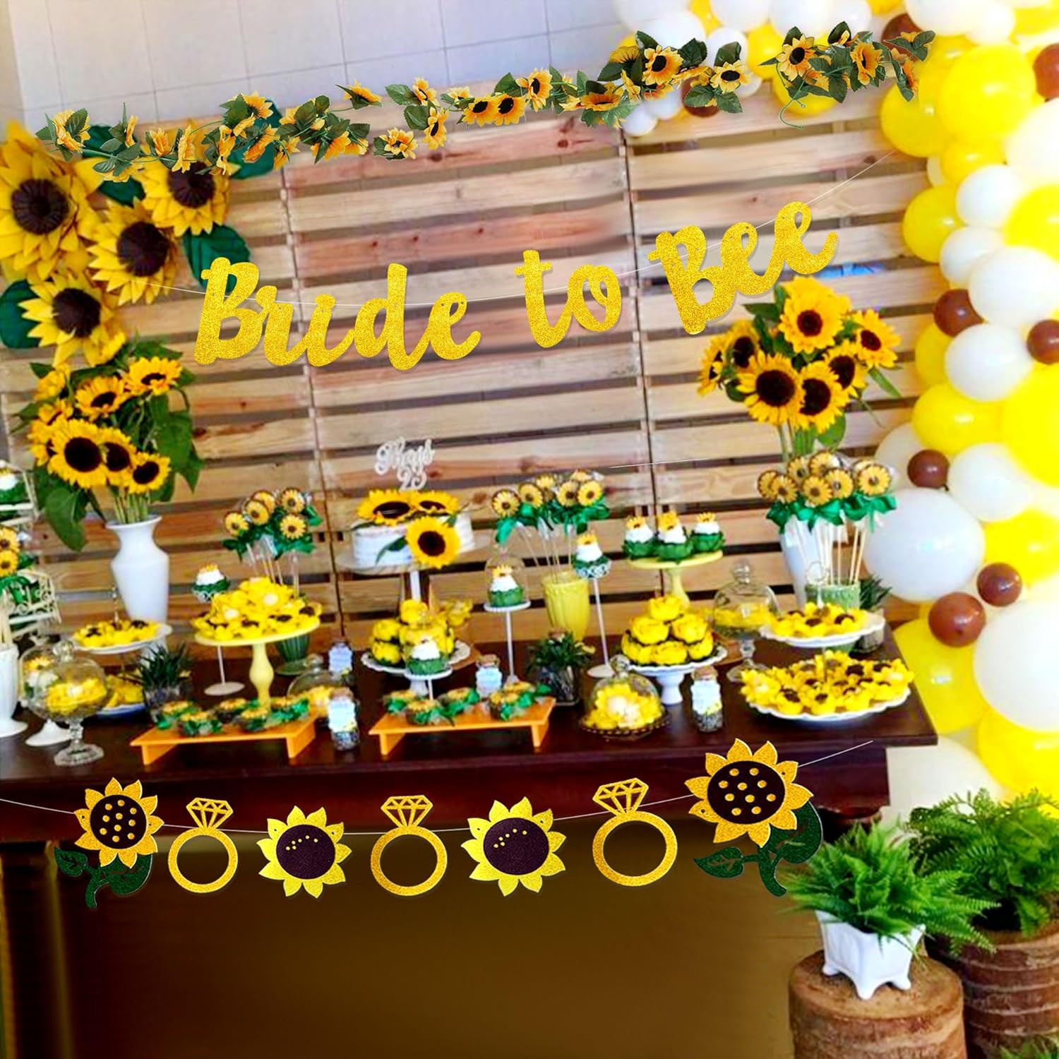 Bride to Bee Banner with Sunflowers Garland Decorations