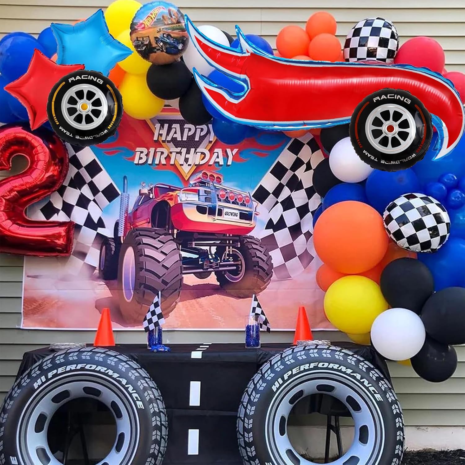 6pcs Hot Car Themed Balloons Birthday Party Decorations