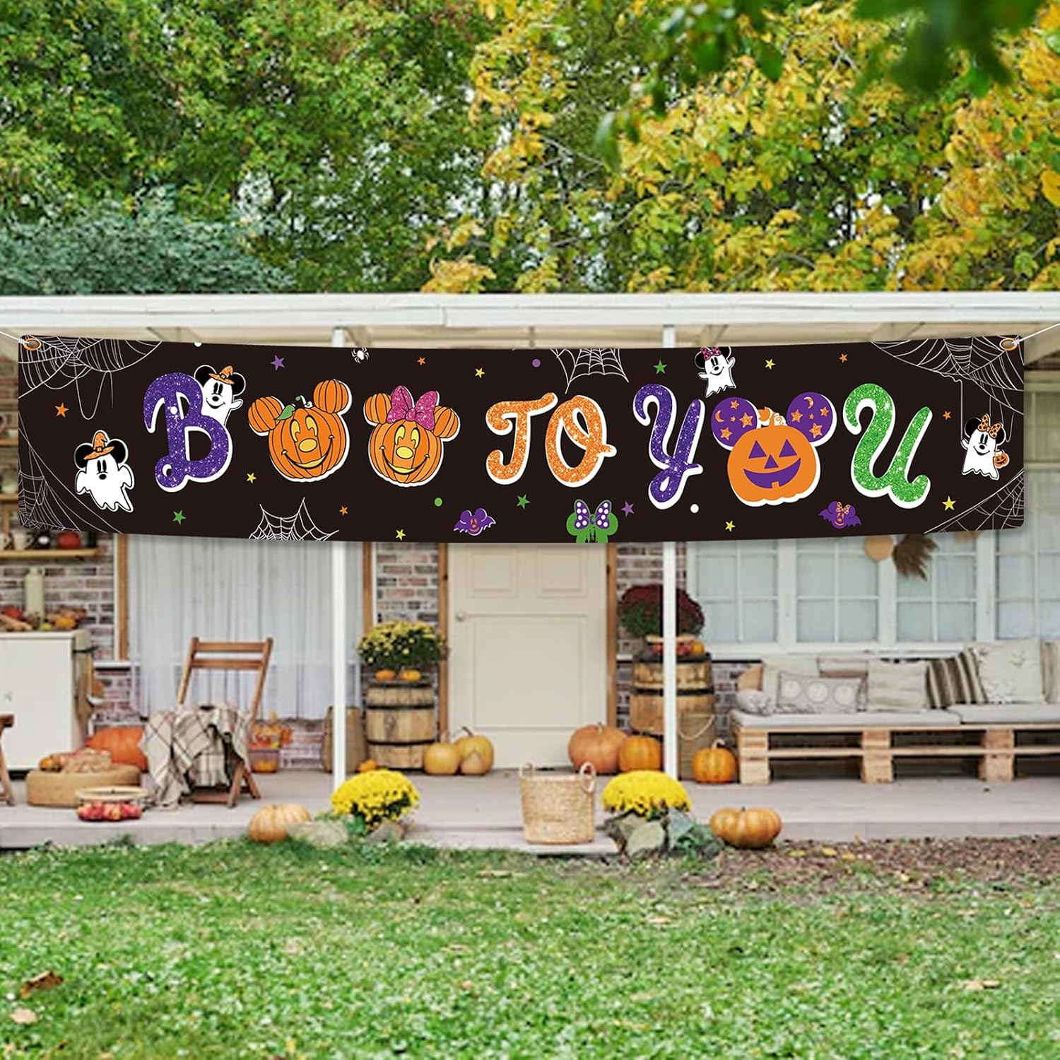 Mouse Theme Halloween Banner - Boo To You Yard Sign Decoration