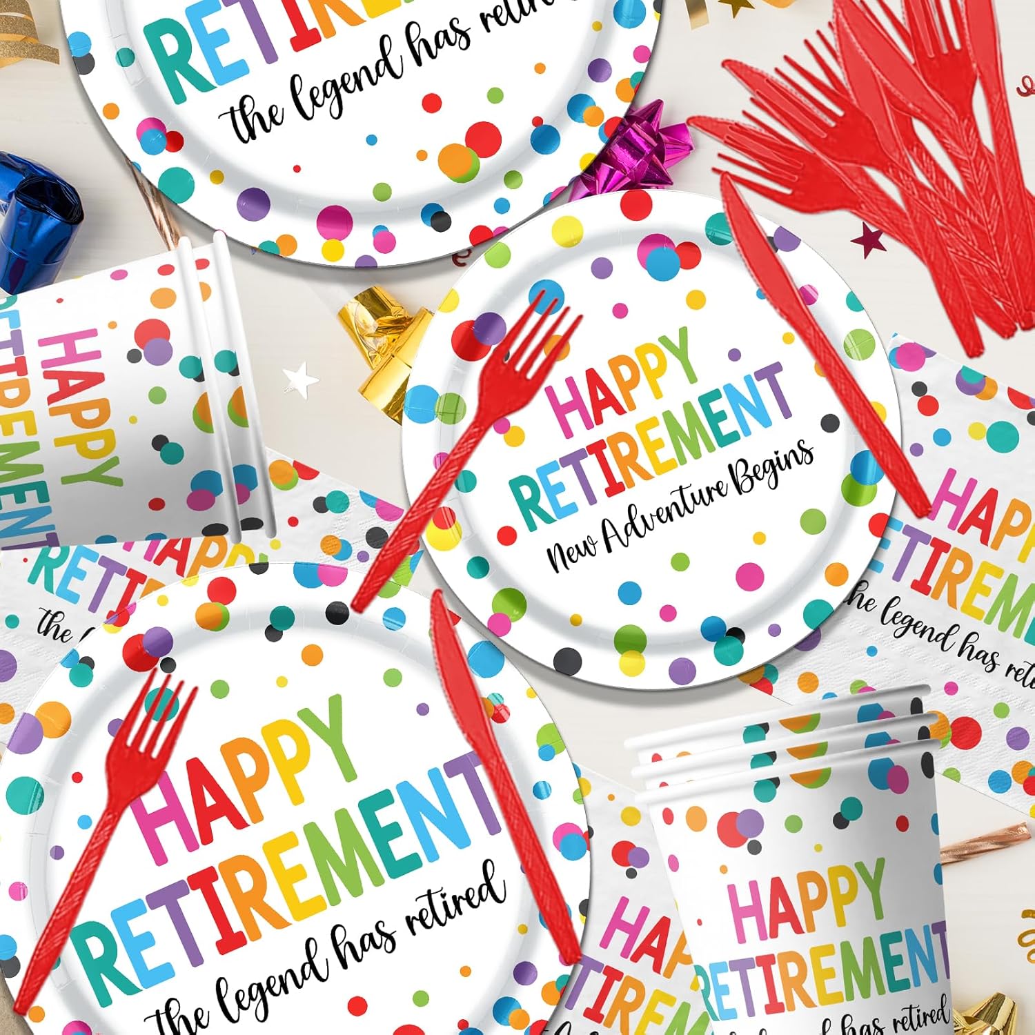 Retirement Party Decor Set 142pcs Plates Napkins Cups Tableware