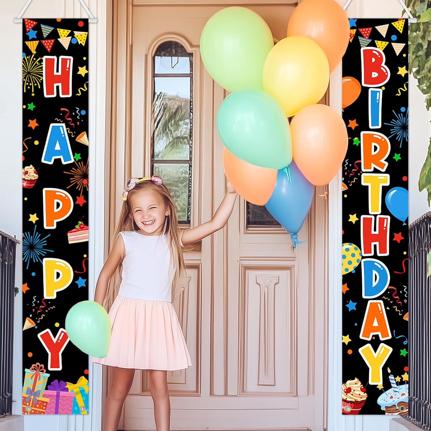 Avezano Happy Birthday Banner 2 Pcs Kids Party Decor