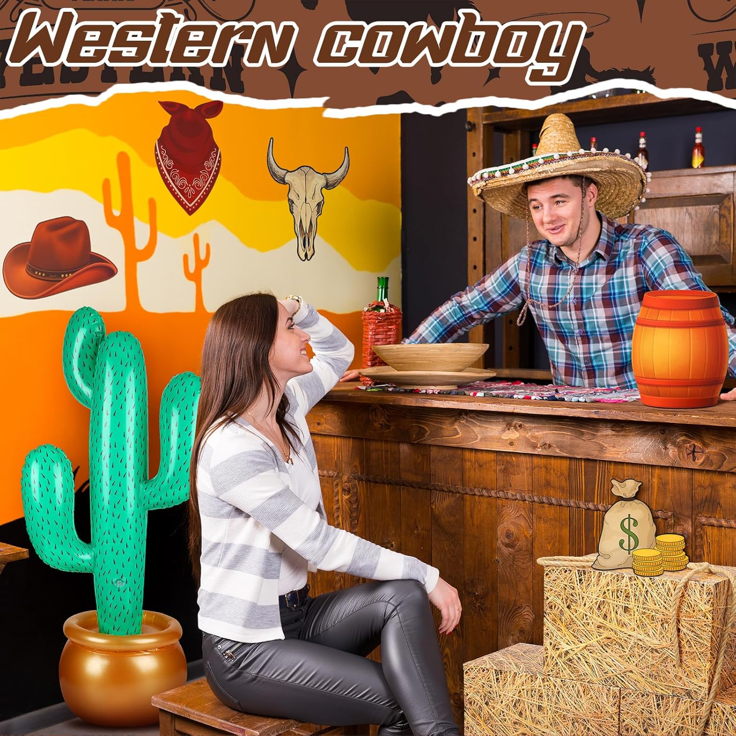 14 Pcs Western Cowboy Party Decorations Set