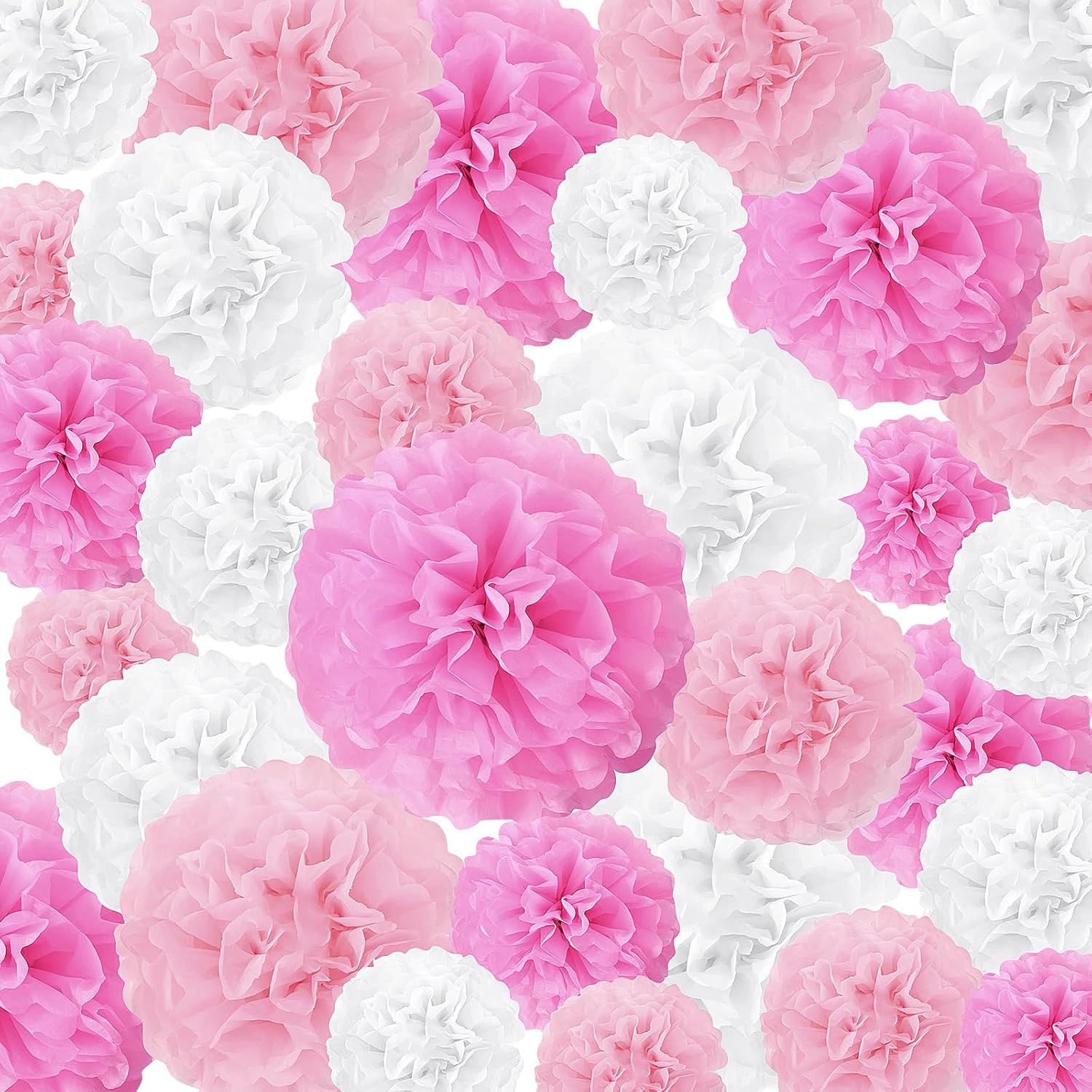 Estune 48 Pcs Tissue Paper Pom Poms Decorations