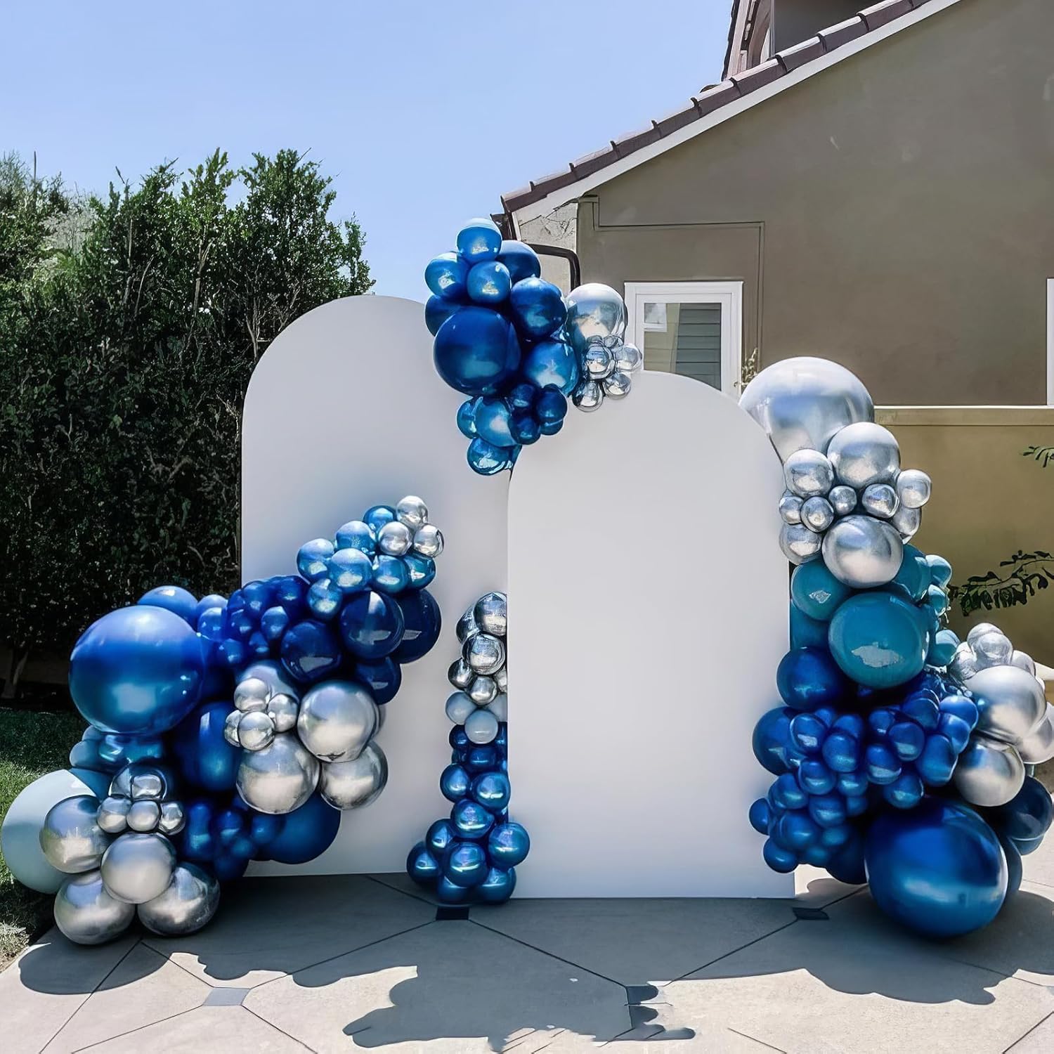 12 Inch Blue Silver Balloons Set for Birthday Decorations