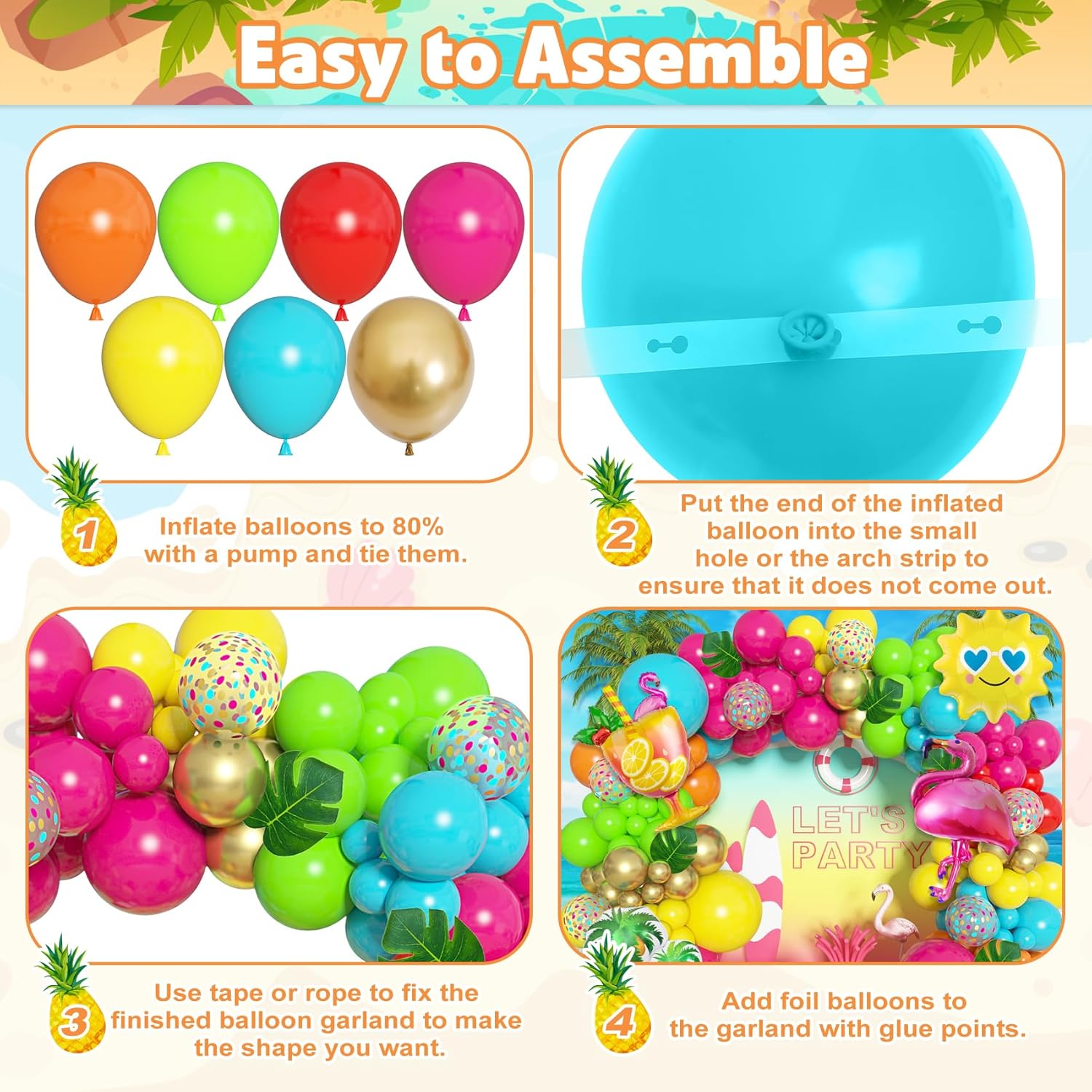 168Pcs Tropical Balloons Arch Garland Kit