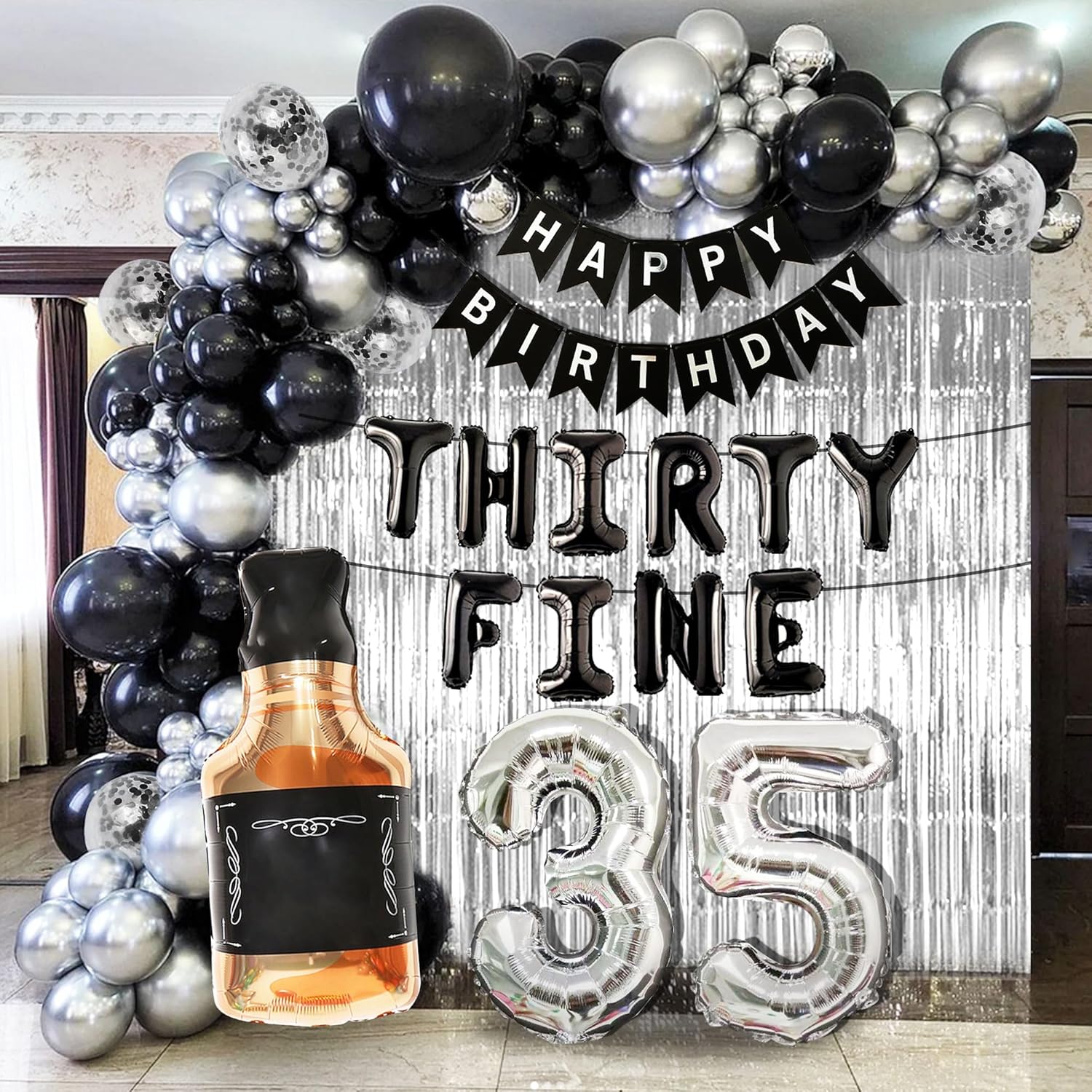 LaVenty 35th Birthday Balloons Set Whiskey Decorations