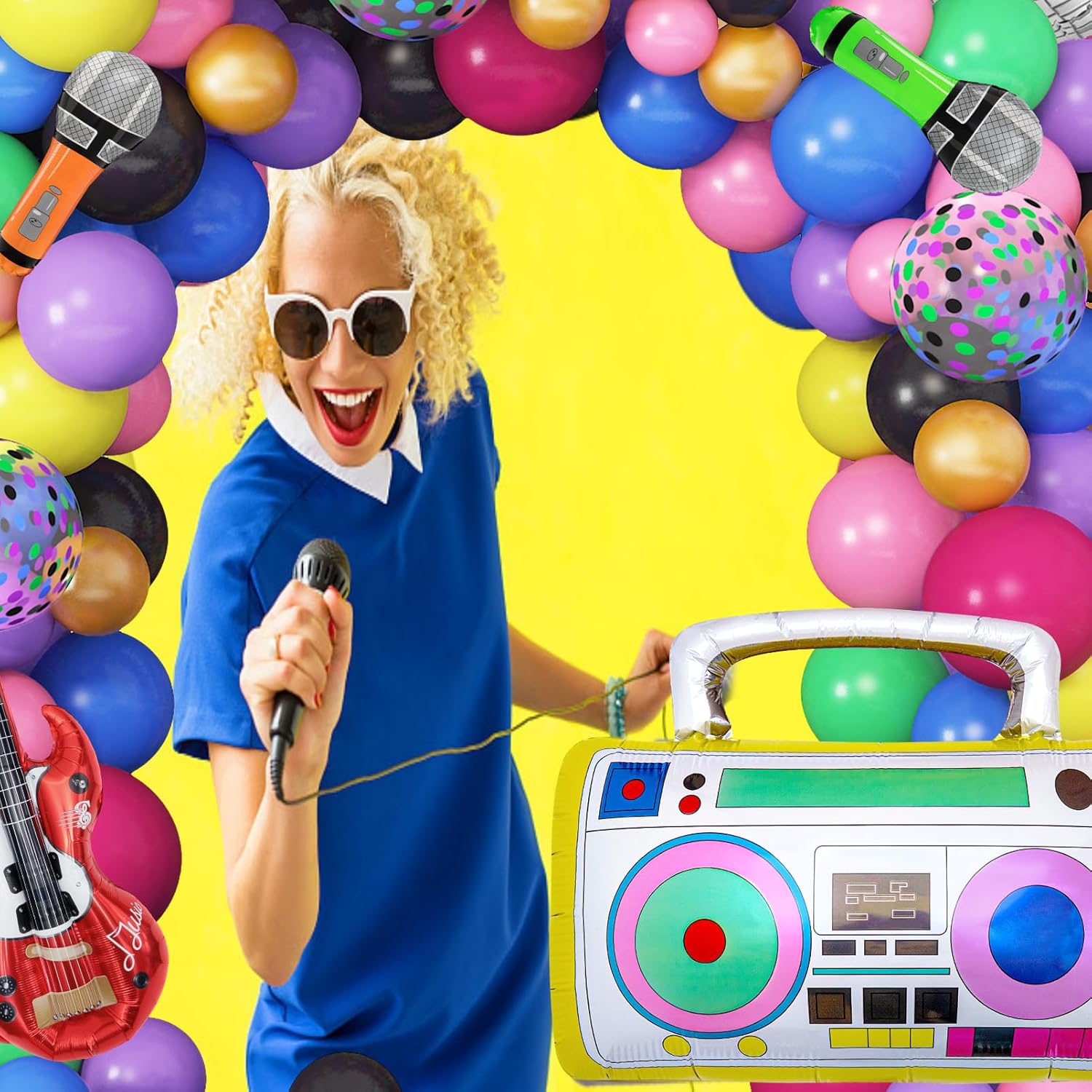 Amandir 80s 90s Party Decor Kit 90Pcs Balloons