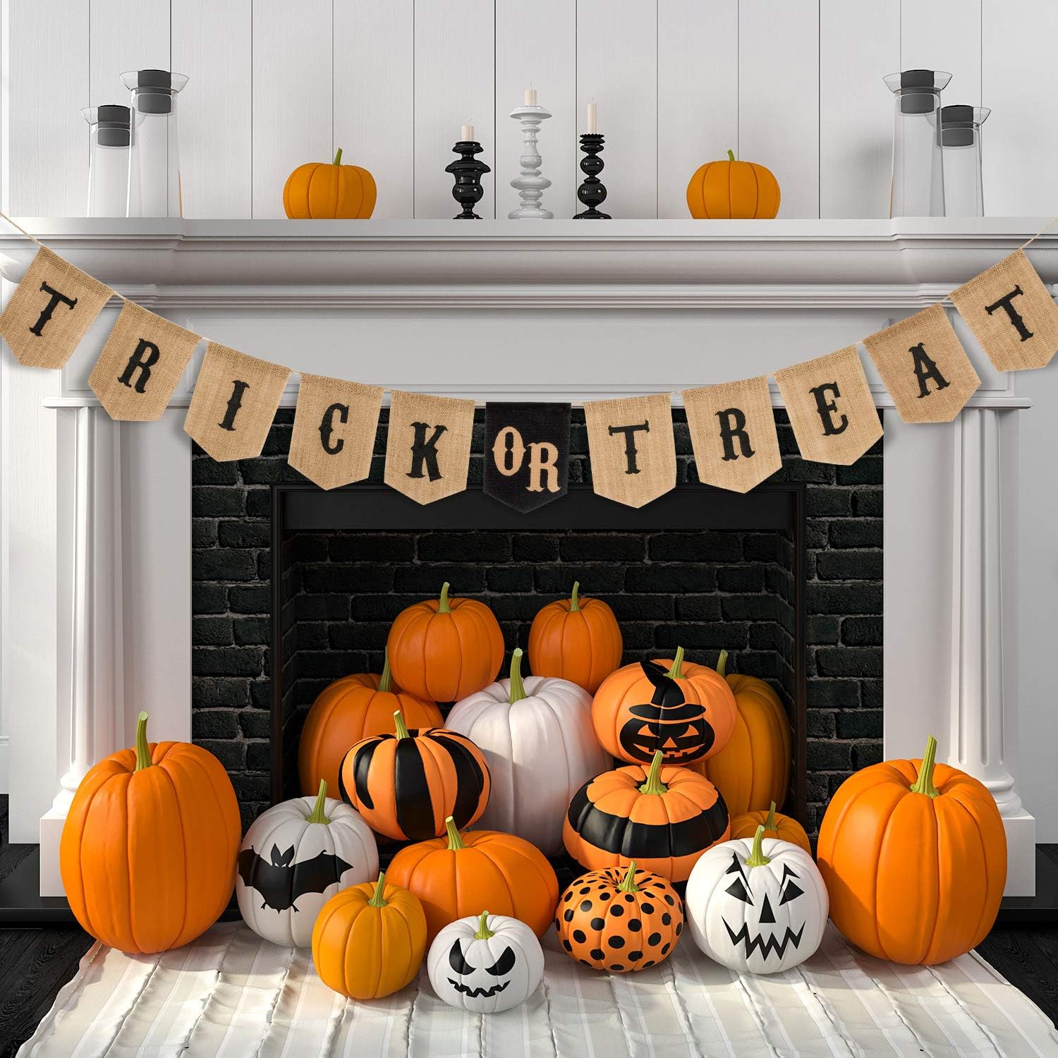 Whaline Halloween Trick or Treat Burlap Banner