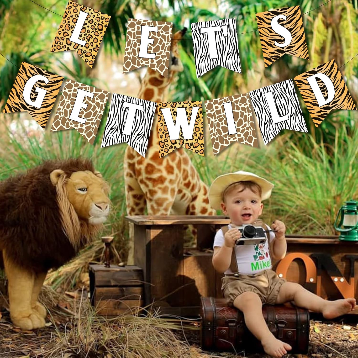 Wild Animal Banner for Jungle Party Decorations