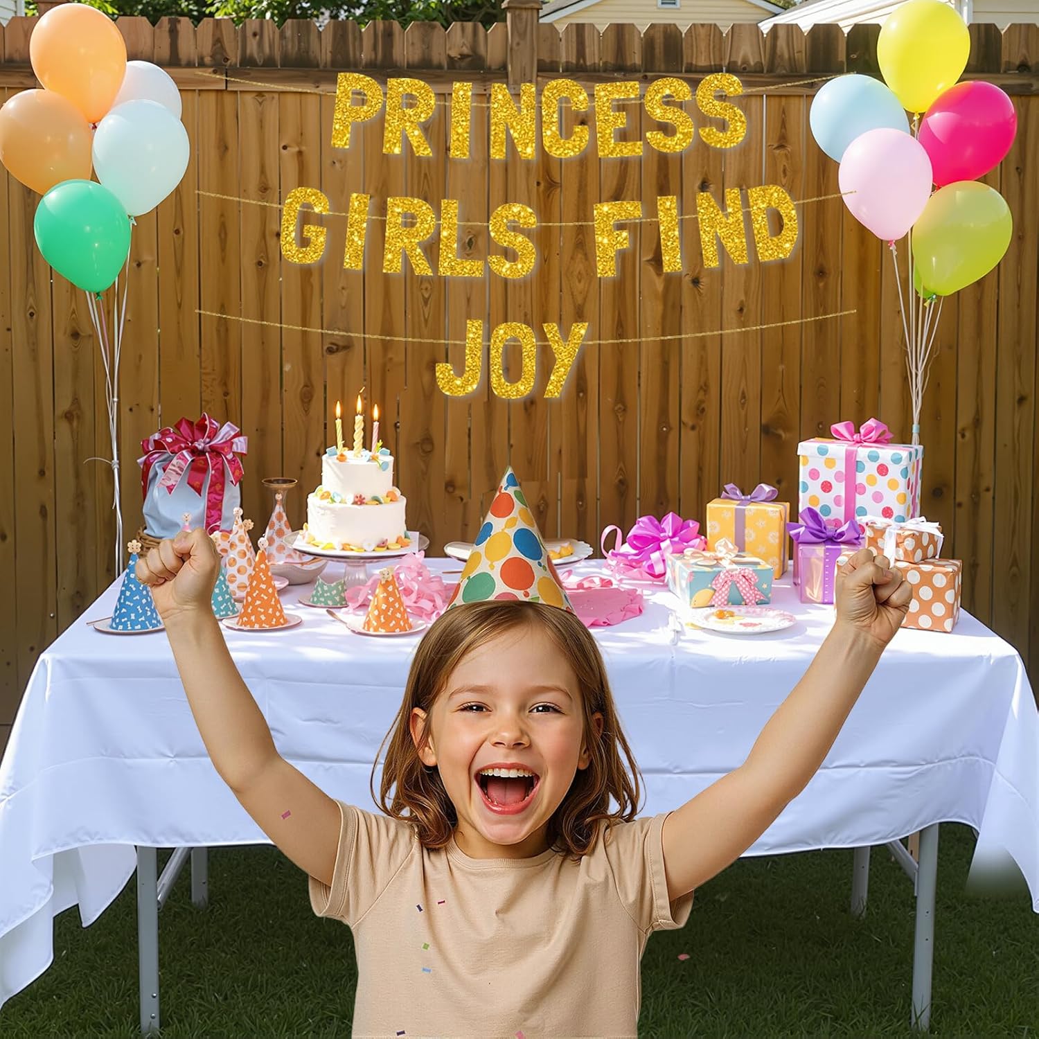 Meowoo Princess Dreams Decoration Sparkling Gold Banner 77 Inch