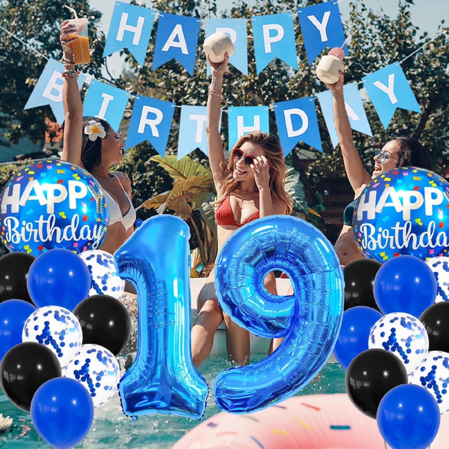 Blue 9th Birthday Balloons Decorations for Kids