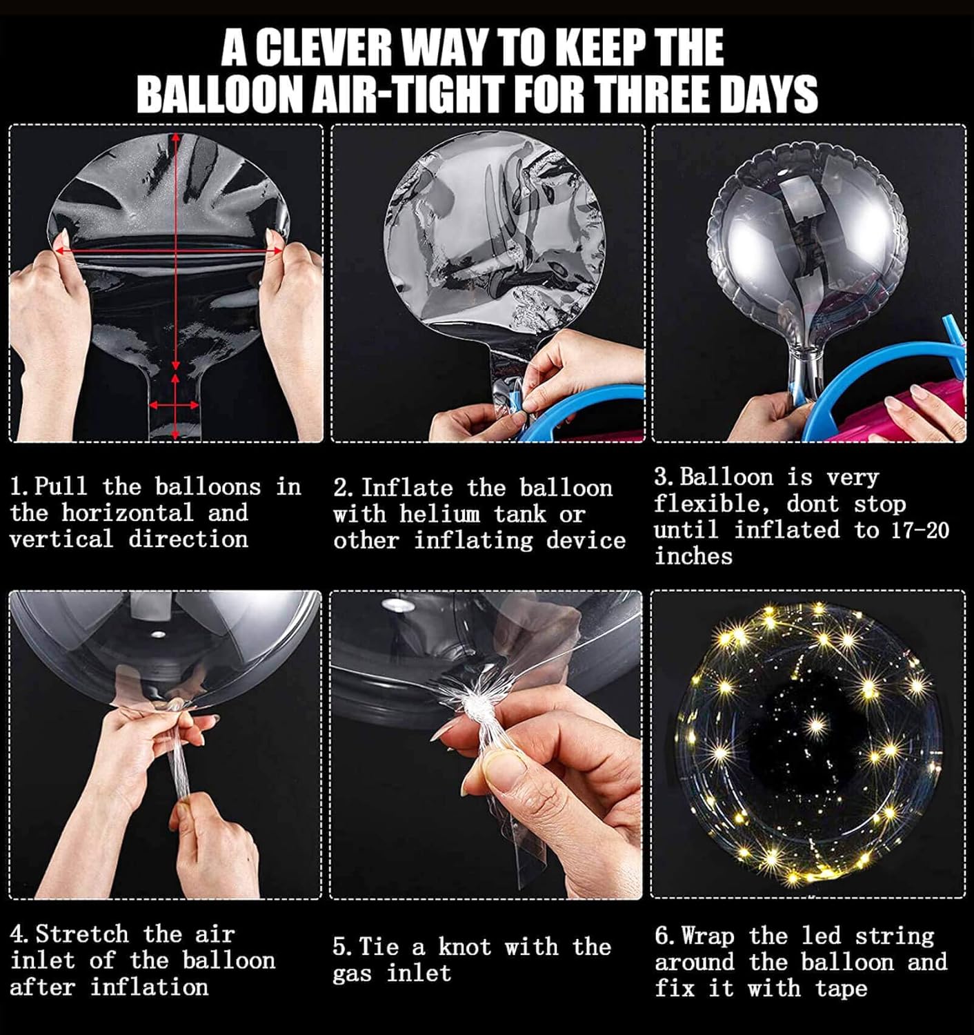 LED Light Up Balloons 10 Pack 20 Inches Clear
