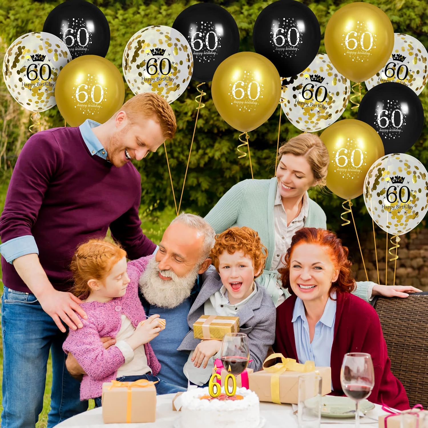 Black Gold 60th Birthday Balloons 15 Pcs Party Decor