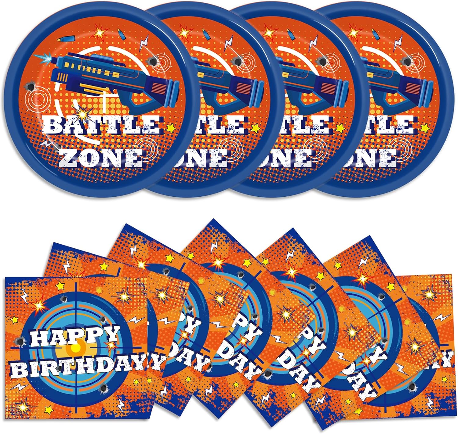 48Pcs Dart War Party Plates and Napkins Set
