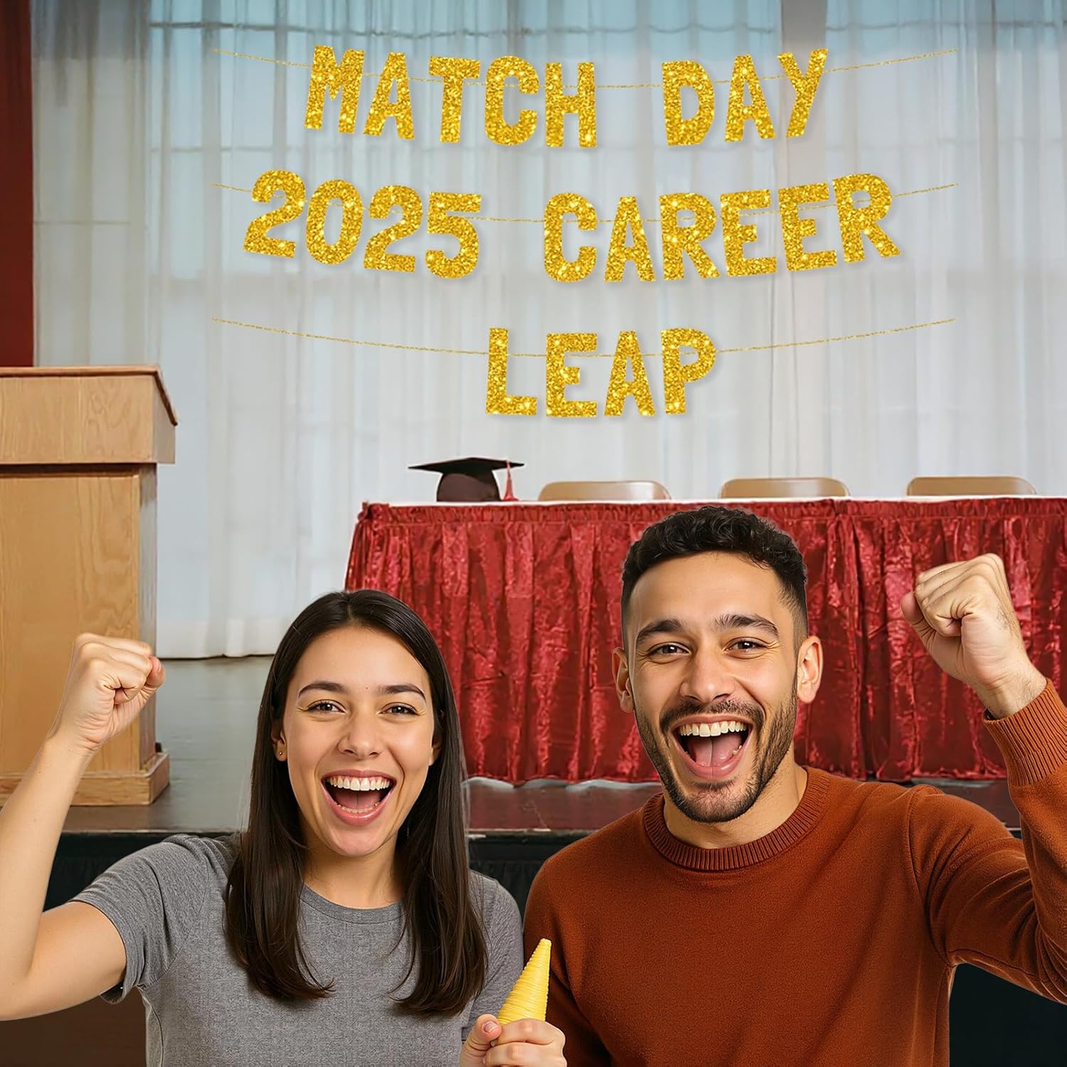 Meowoo Career Leap Match Day 2025 Banner Sparkling Gold