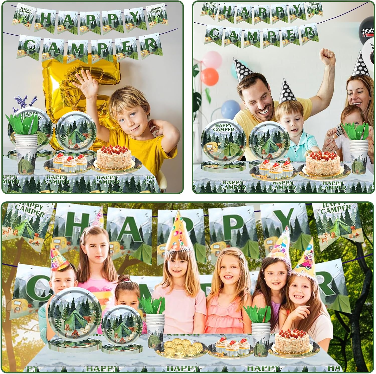 Nicime Happy Camper Party Supplies Set