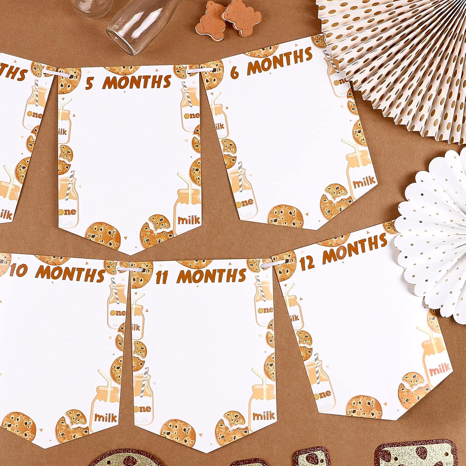 Sursurprise 1st Birthday Cookie and Milk Photo Banner for Kids
