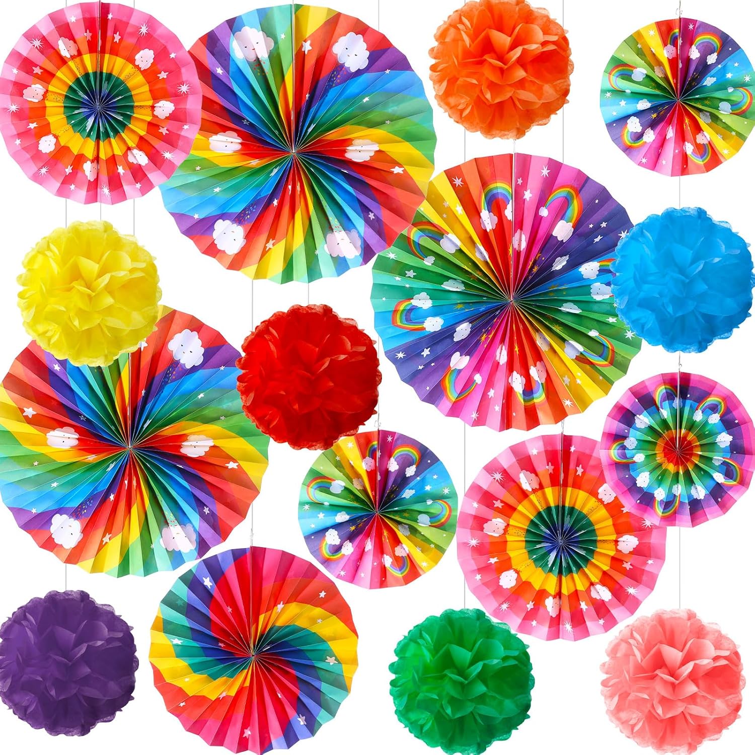 Outus 21 Pcs Rainbow Party Decorations
