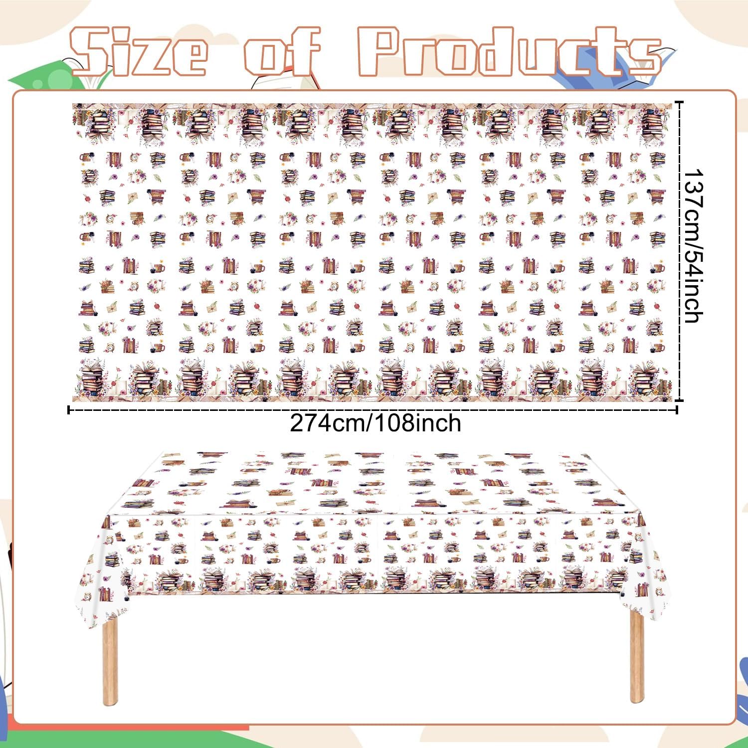 Rakuto Book Themed Tablecloths Set of 3