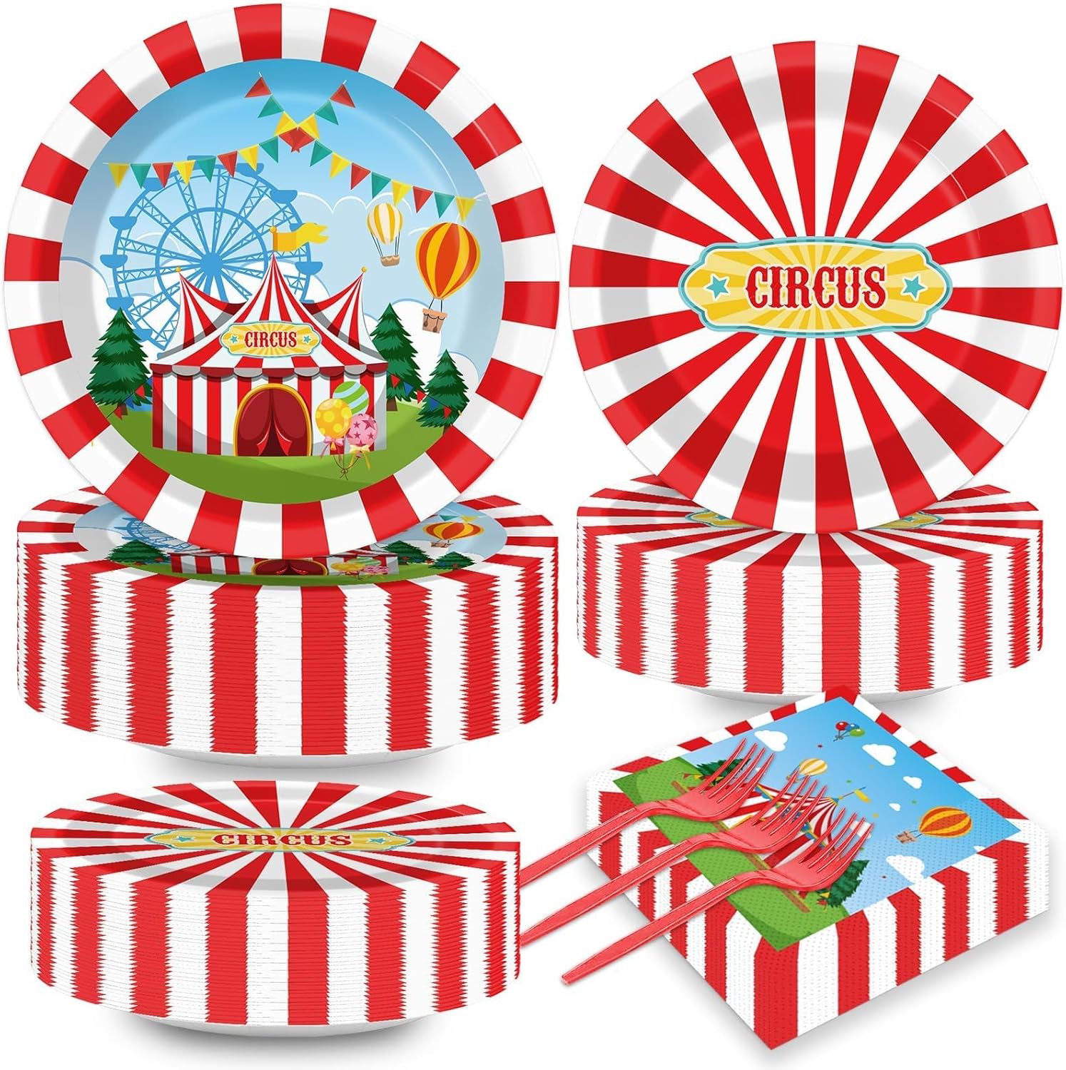 Circus Party Tableware Set 200pcs Serves 50