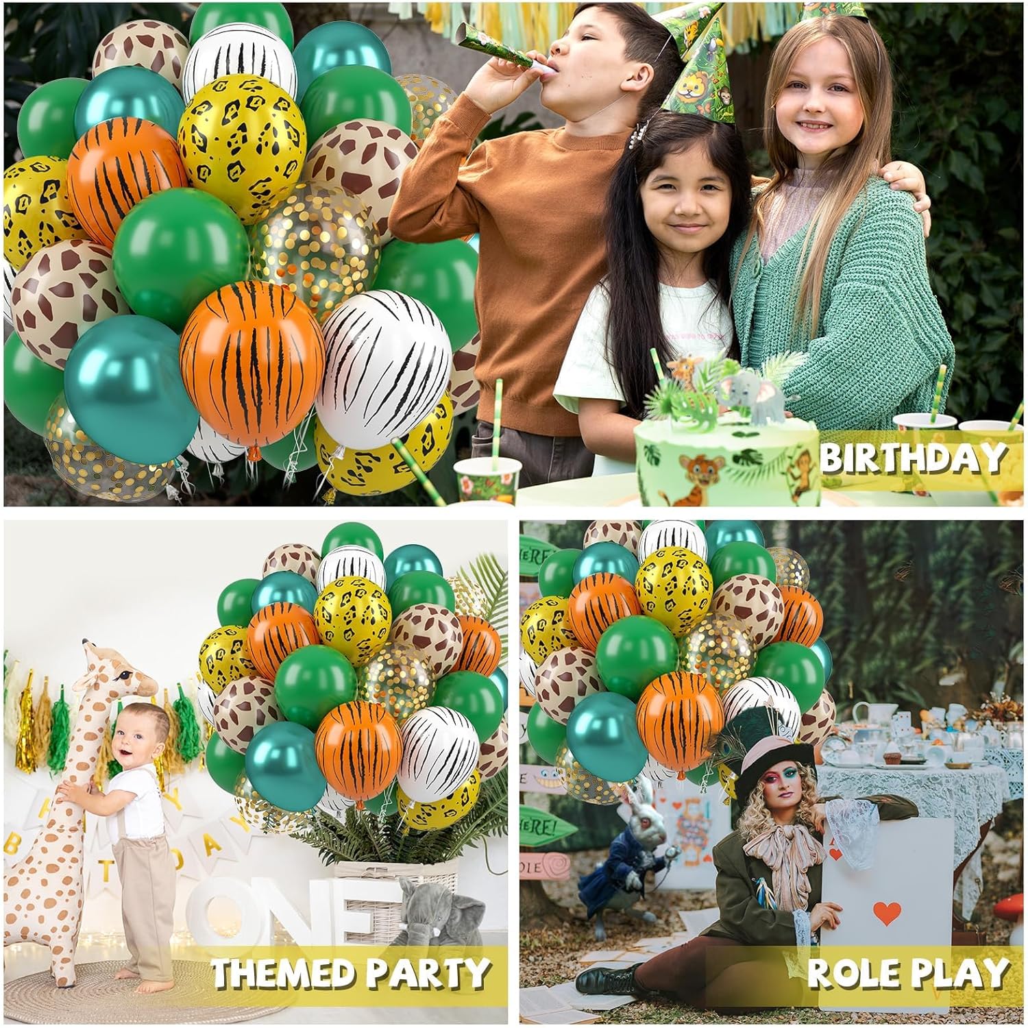 Paready 50 Pack Animal Print Balloons for Party Decorations
