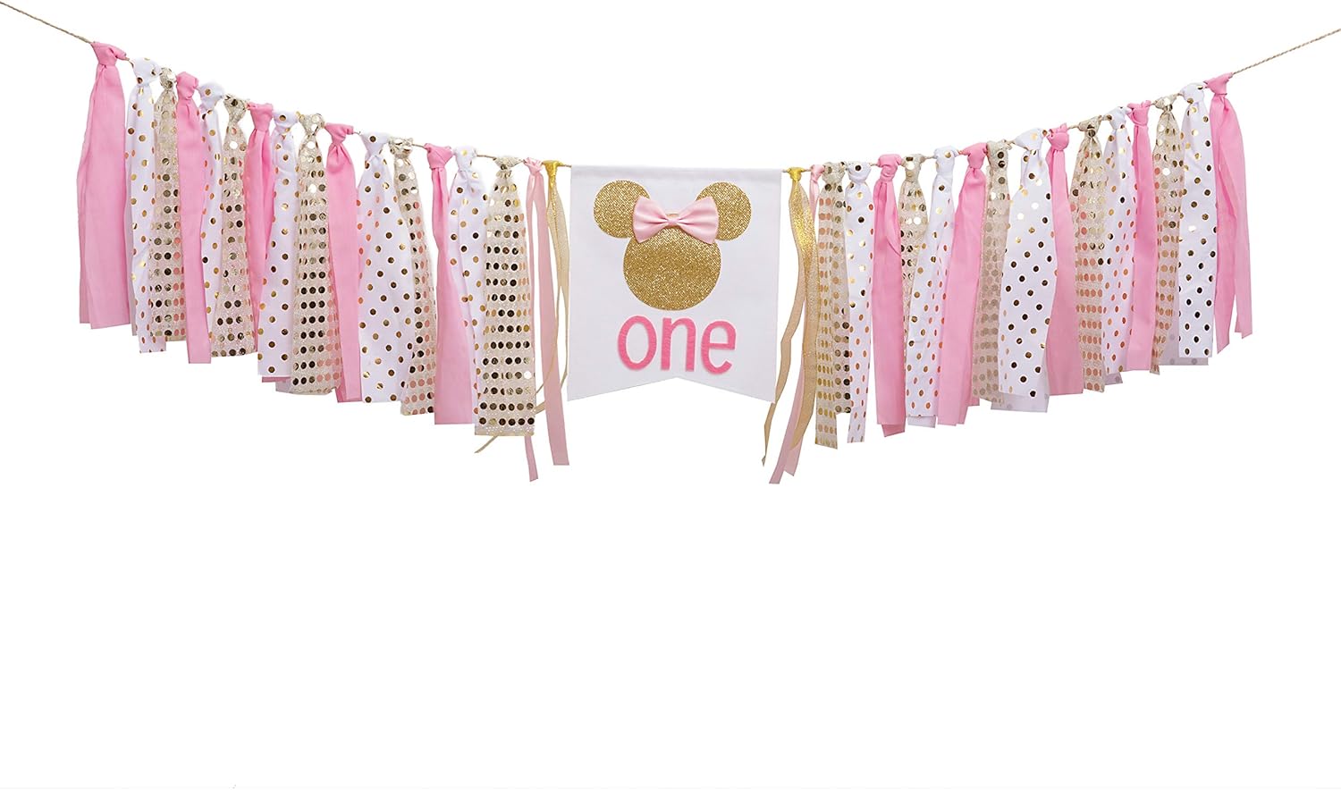 Pink and Gold Minnie Mouse Birthday Banner