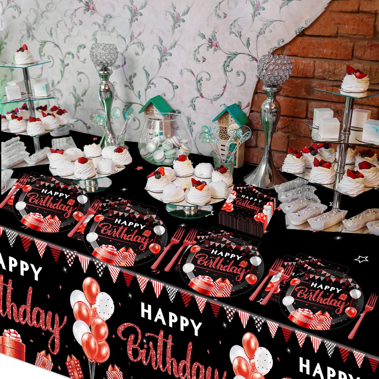Red and Black Birthday Party Supplies Set for 20 Guests