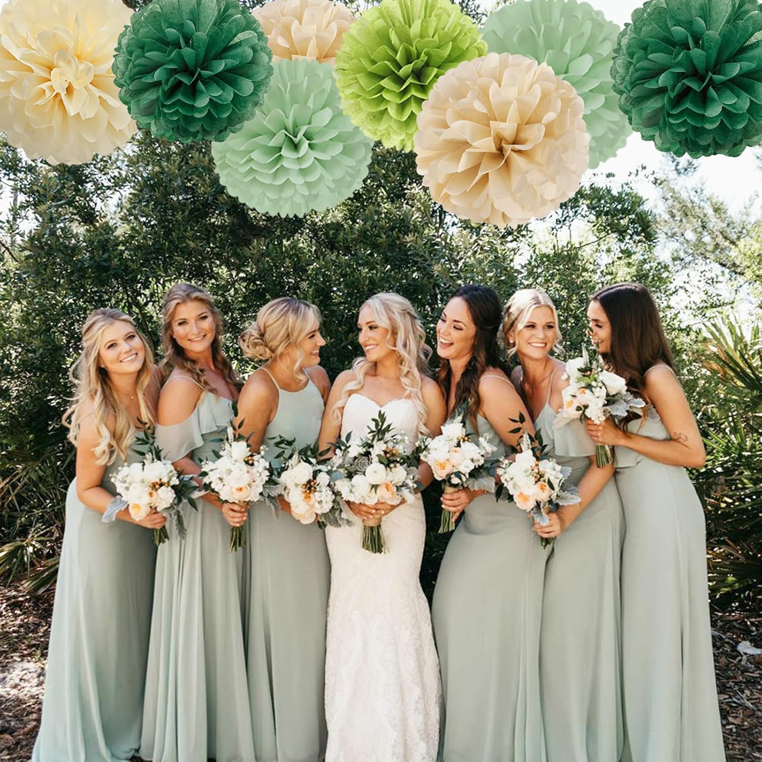 Sage Olive Green Champagne Gold Party Decorations 30pcs