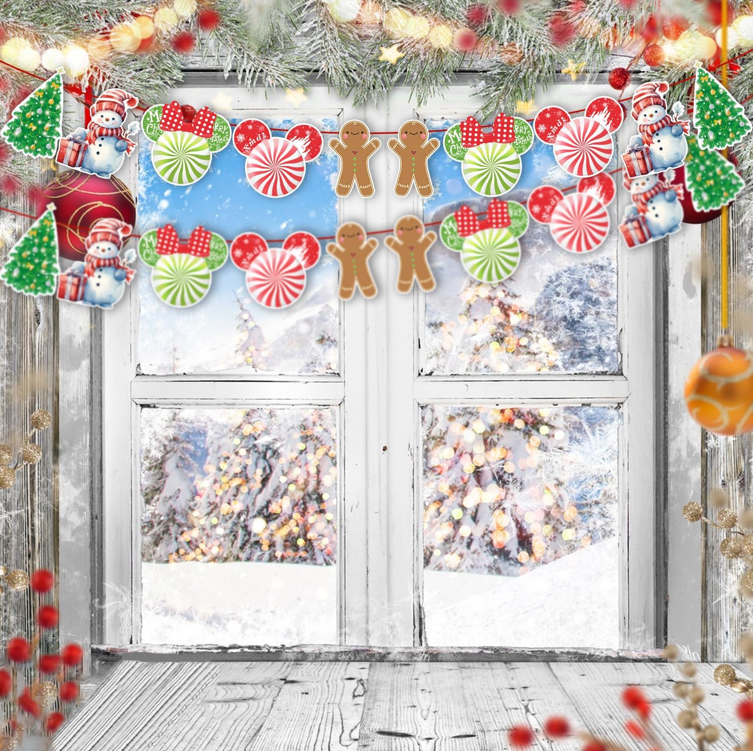 MOAXMOA Mouse Christmas Decorations Banner Set