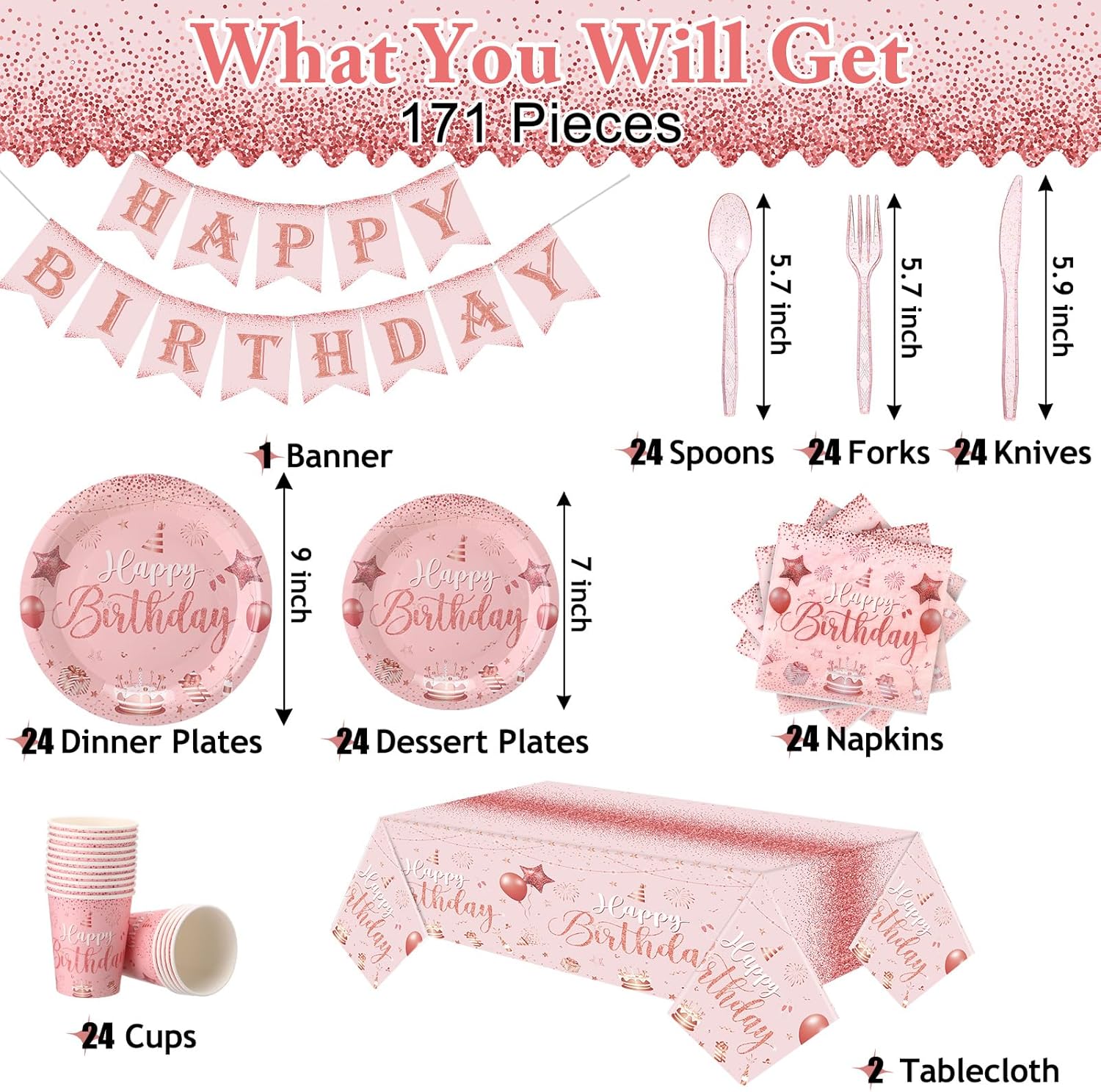 Vesici 171 Pcs Birthday Party Supplies Set
