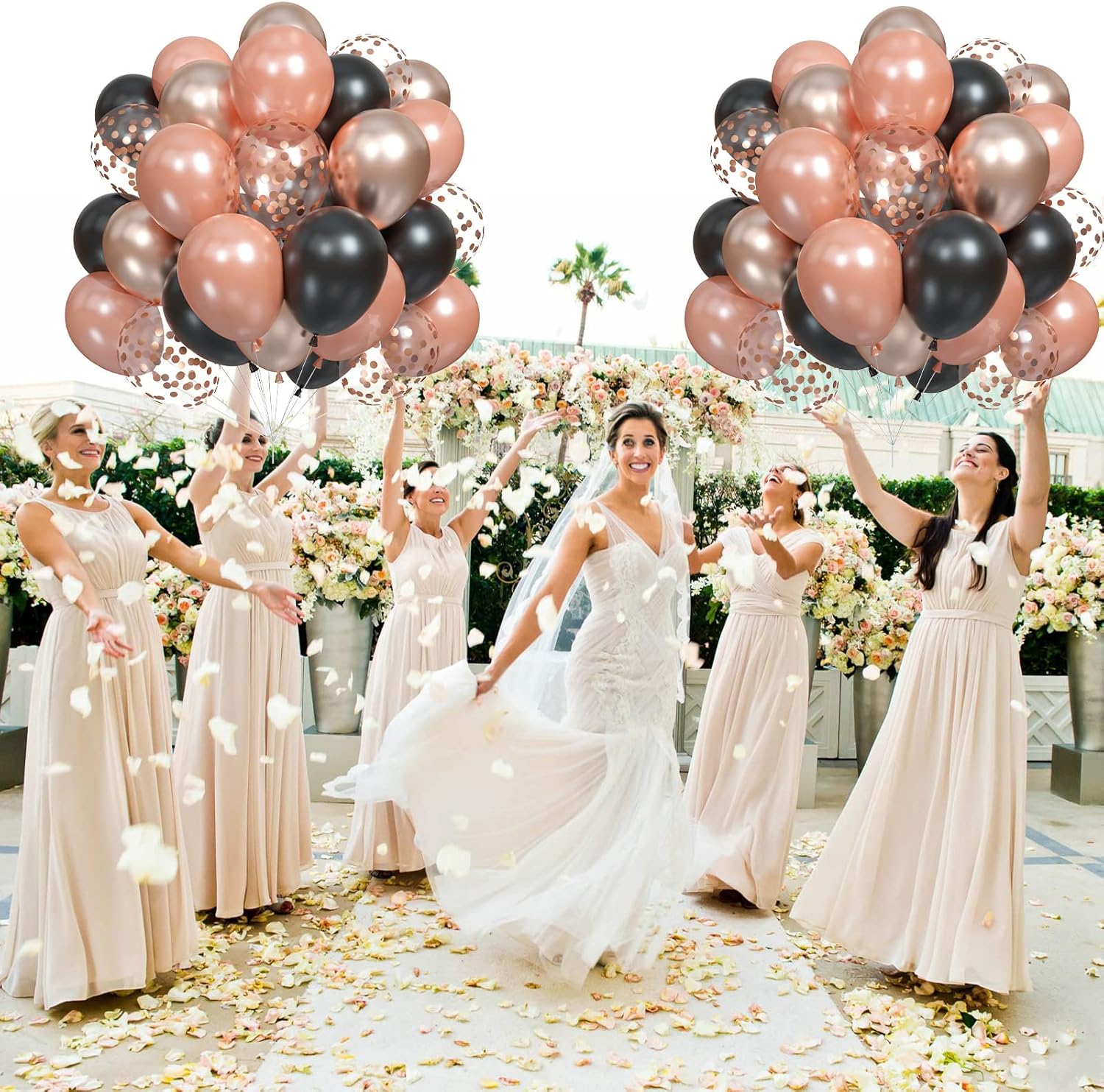 Rose Gold Black Pearl Balloons 60 Pcs for Parties