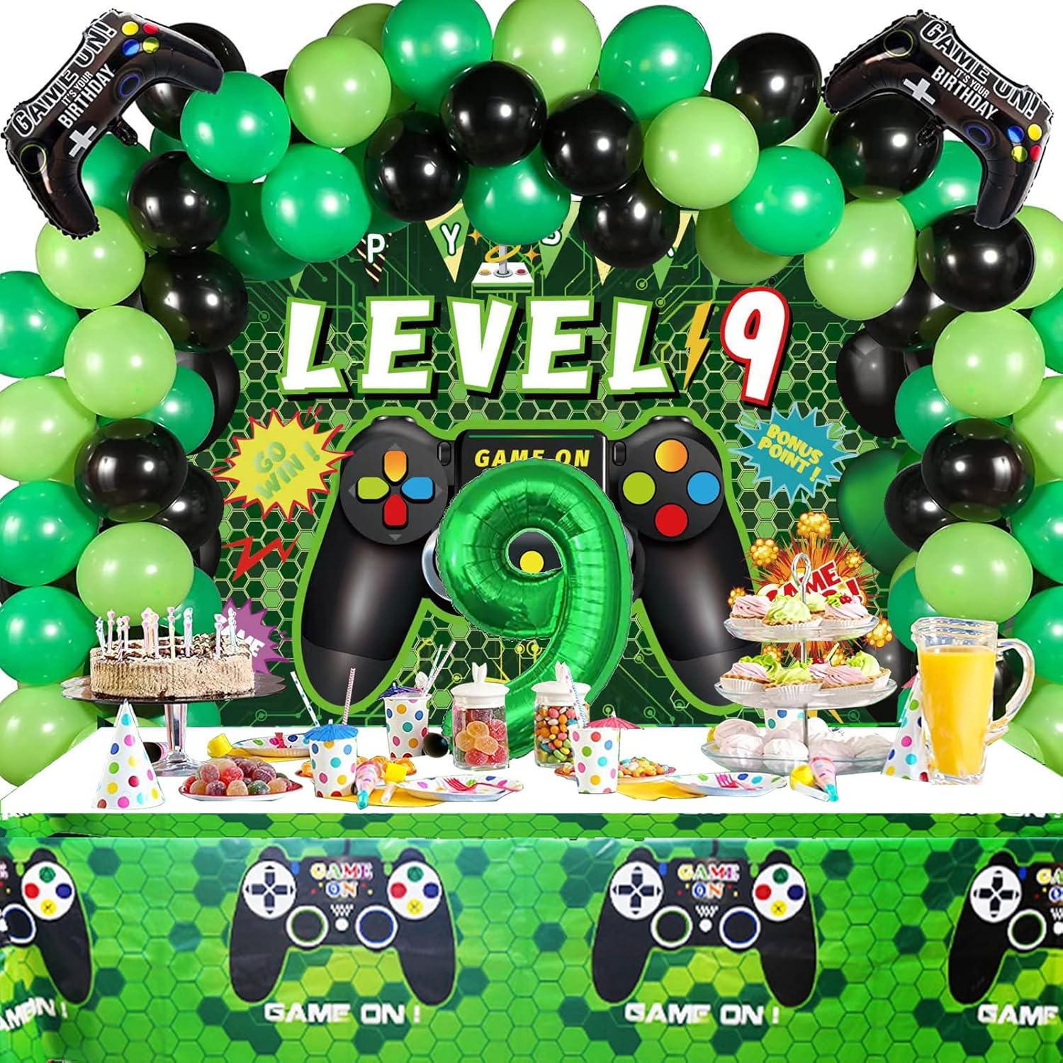 90PCS 9th Birthday Video Game Decorations for Boys