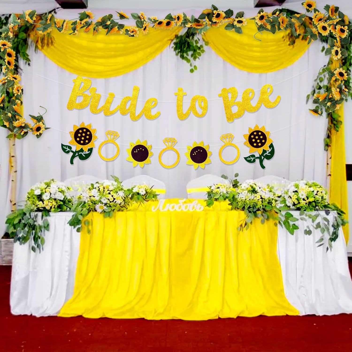 Bride to Bee Banner with Sunflowers Garland Decorations
