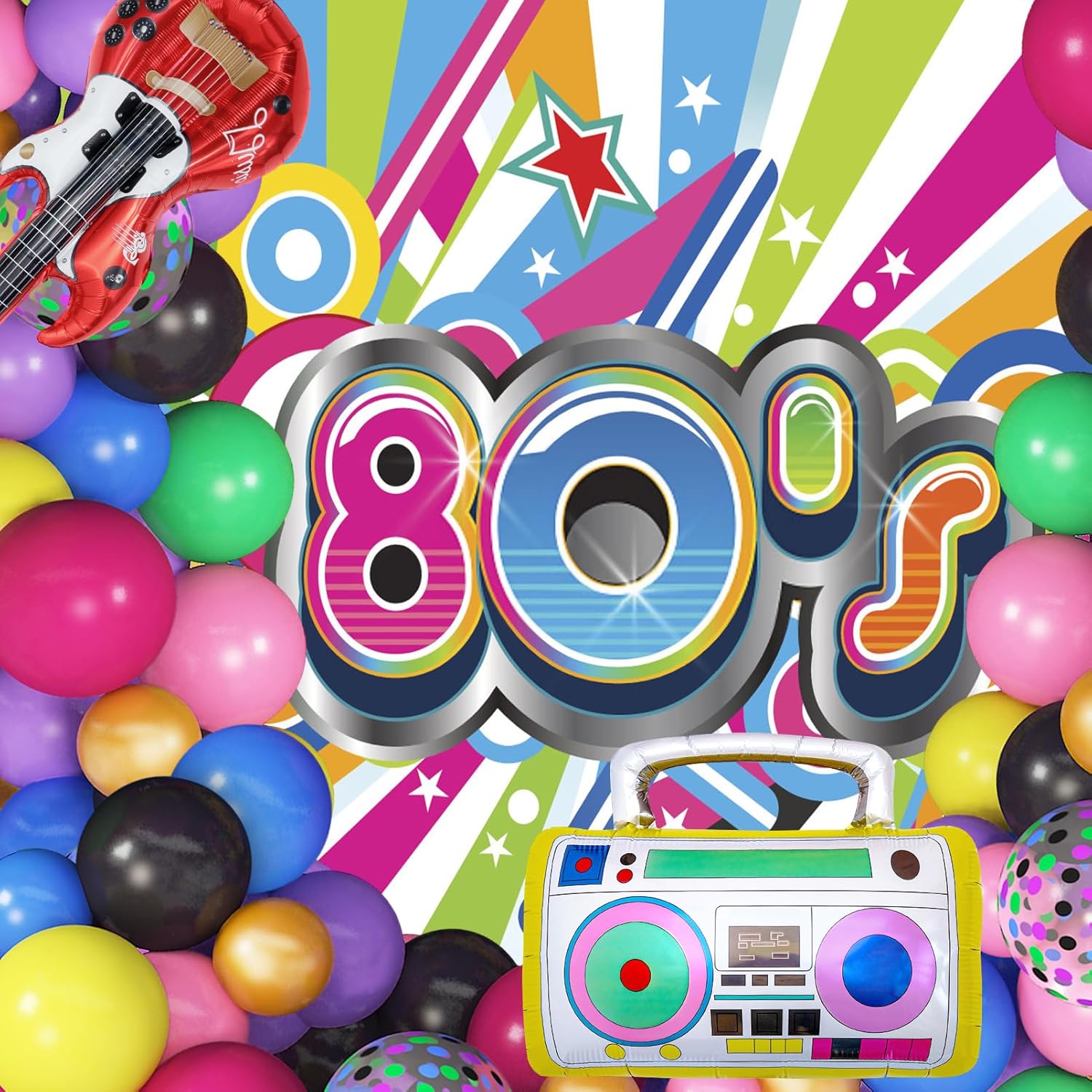 Amandir 80s 90s Party Decor Kit 90Pcs Balloons