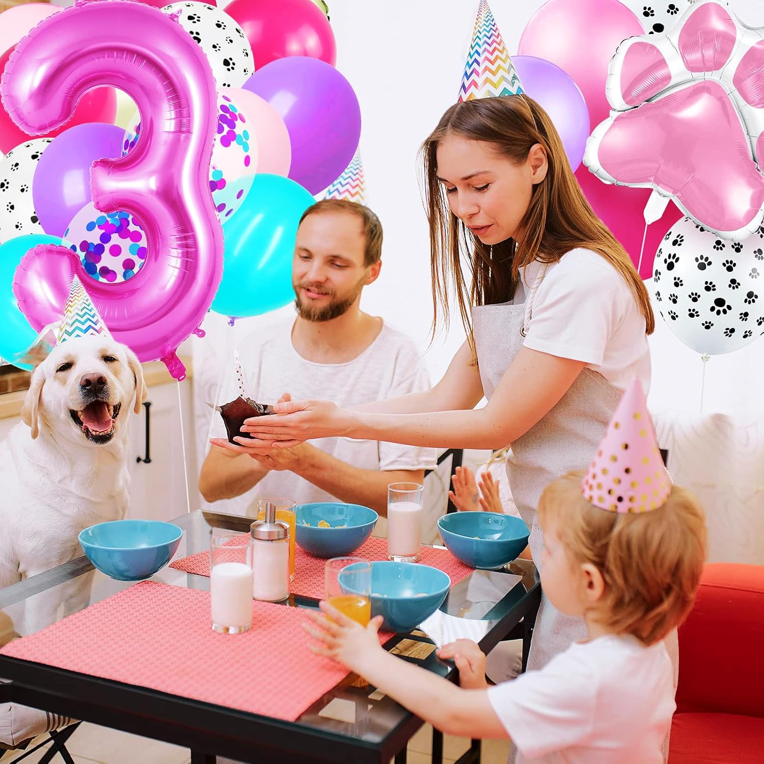 Pasiihol Paw Print Balloons Dog Party Decorations
