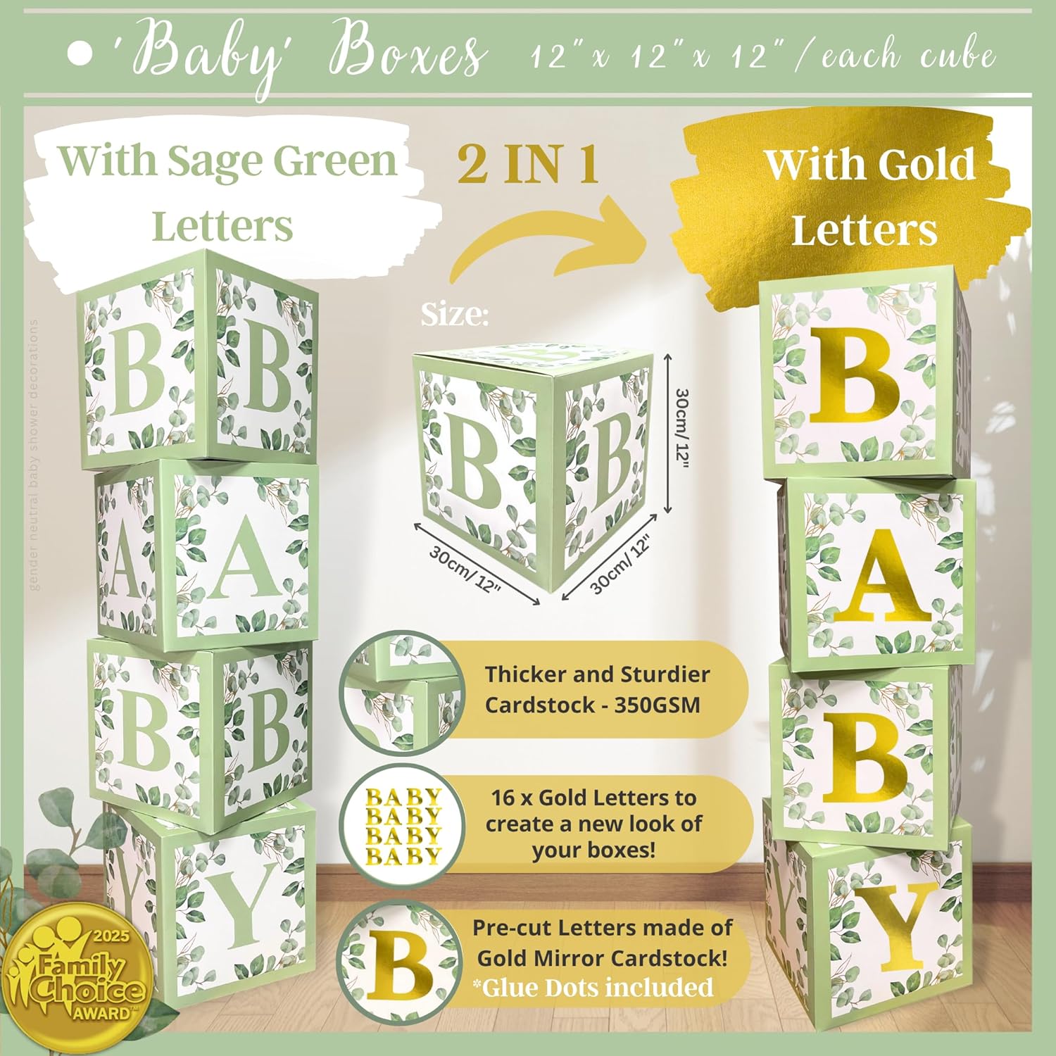 RainMeadow 258 PC Sage Green Baby Shower Decorations