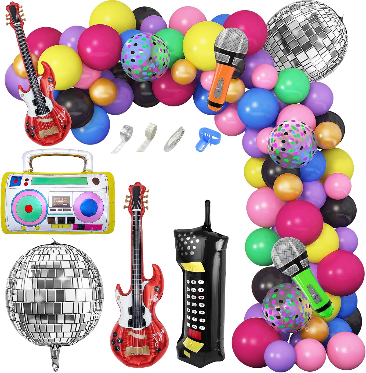 Amandir 80s 90s Party Decor Kit 90Pcs Balloons
