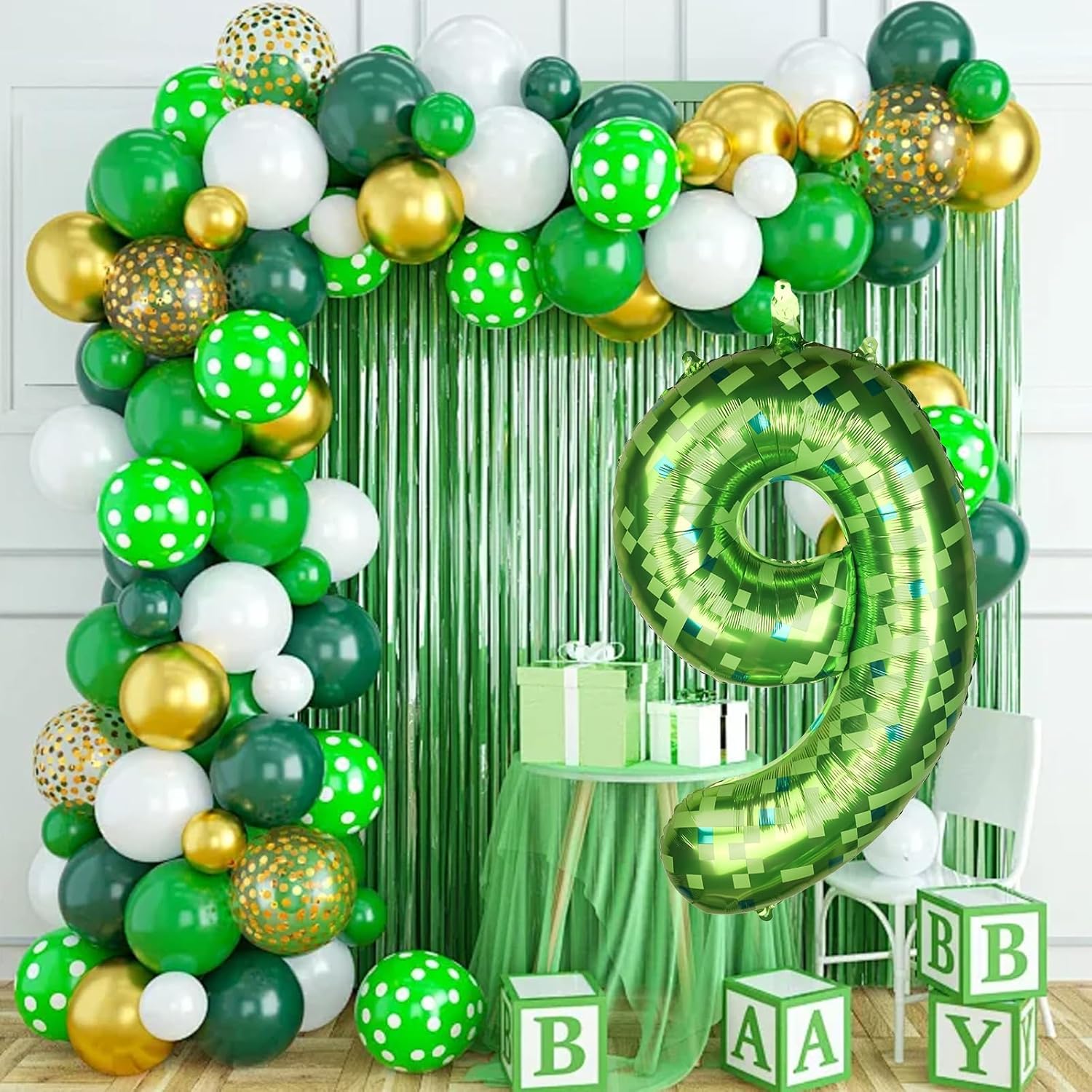 40 Inch Giant Green Pixel Number 9 Foil Balloons