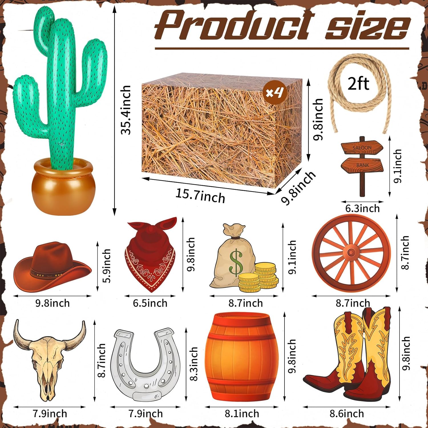 14 Pcs Western Cowboy Party Decorations Set