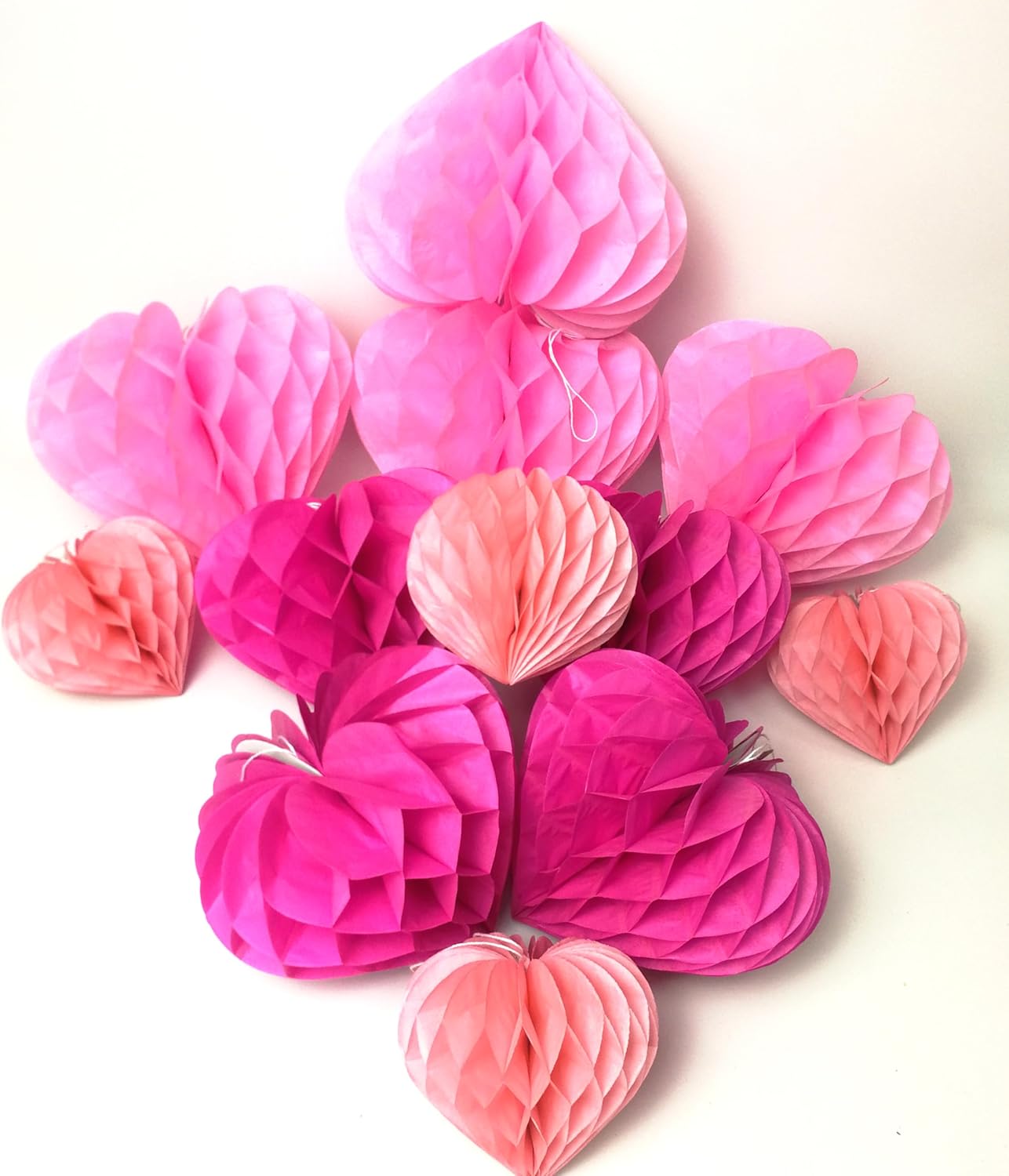 Heart Tissue Paper Pom Poms Decor Set 12pcs