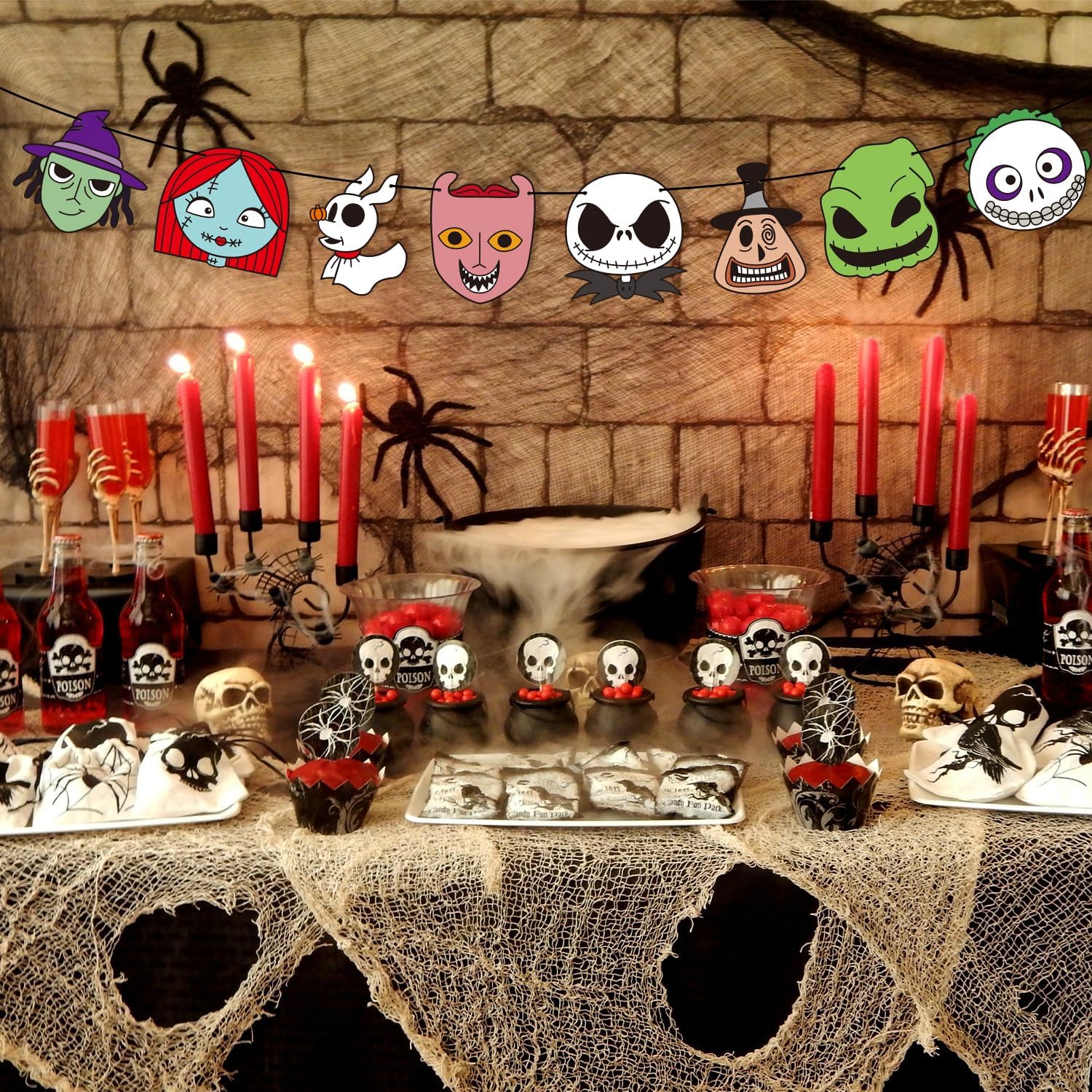 Z1juce Halloween Skull Party Banner 32PCS