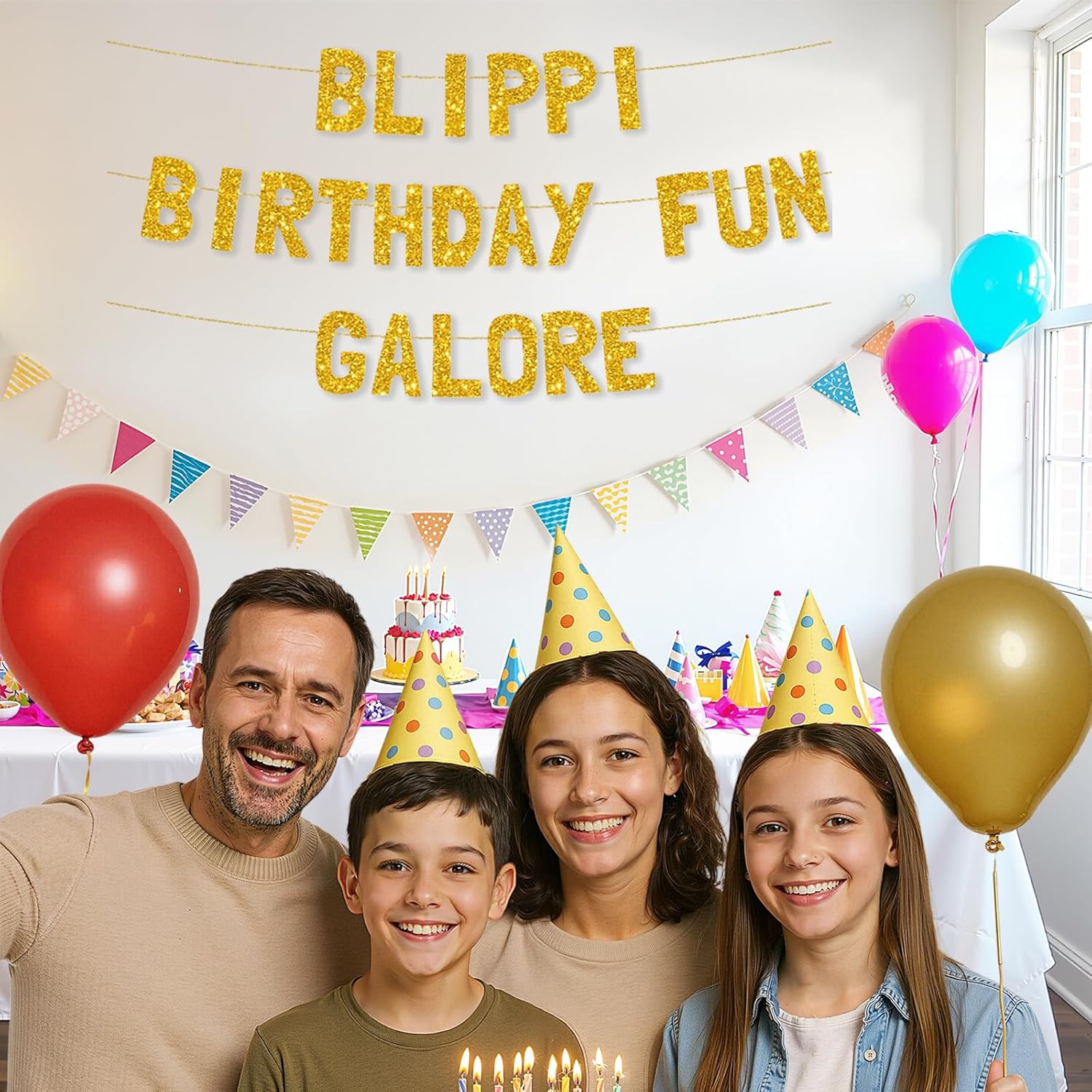 Meowoo Thrillin Birthday Fun Banner with Glittery Gold Letters