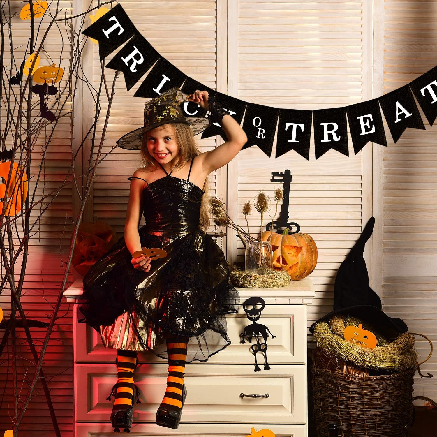 Trick or Treat Burlap Banner - Halloween Decor