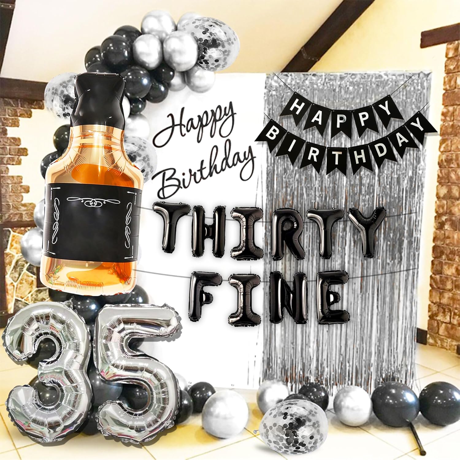 LaVenty 35th Birthday Balloons Set Whiskey Decorations