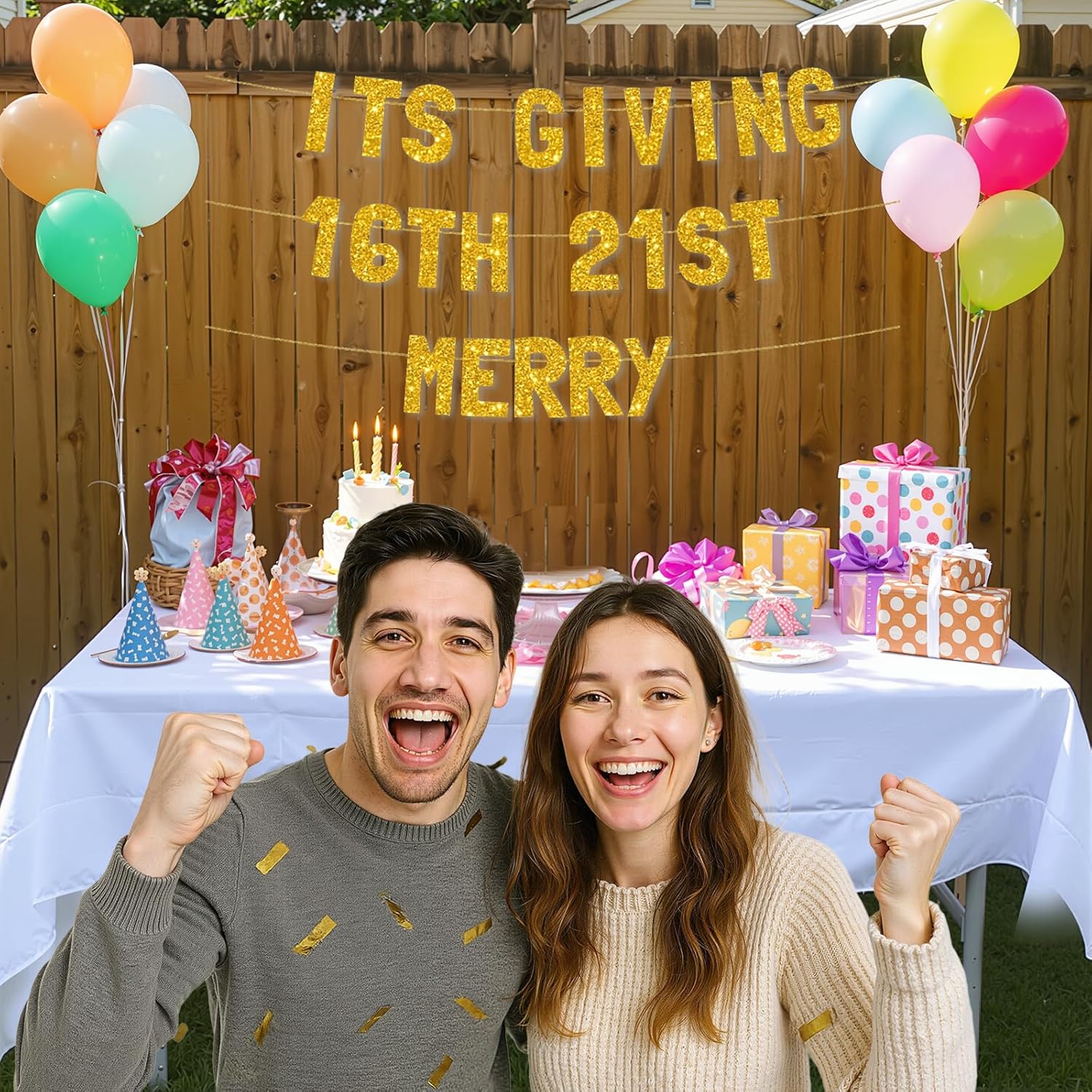 Meowoo 16th Birthday Bash Decor Gold Letters
