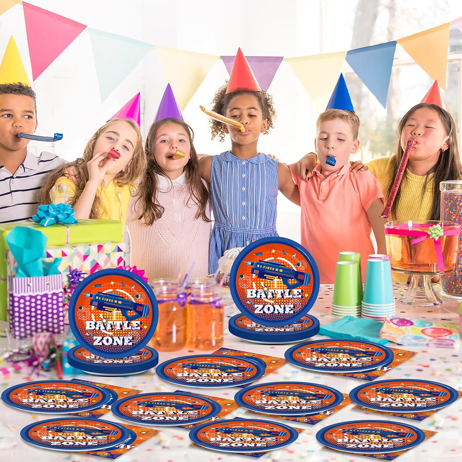 48Pcs Dart War Party Plates and Napkins Set