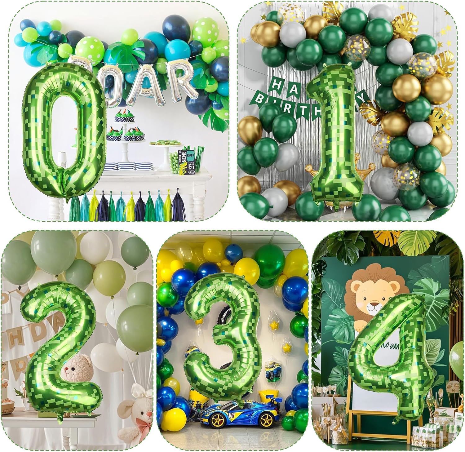 40 Inch Giant Green Pixel Number 9 Foil Balloons