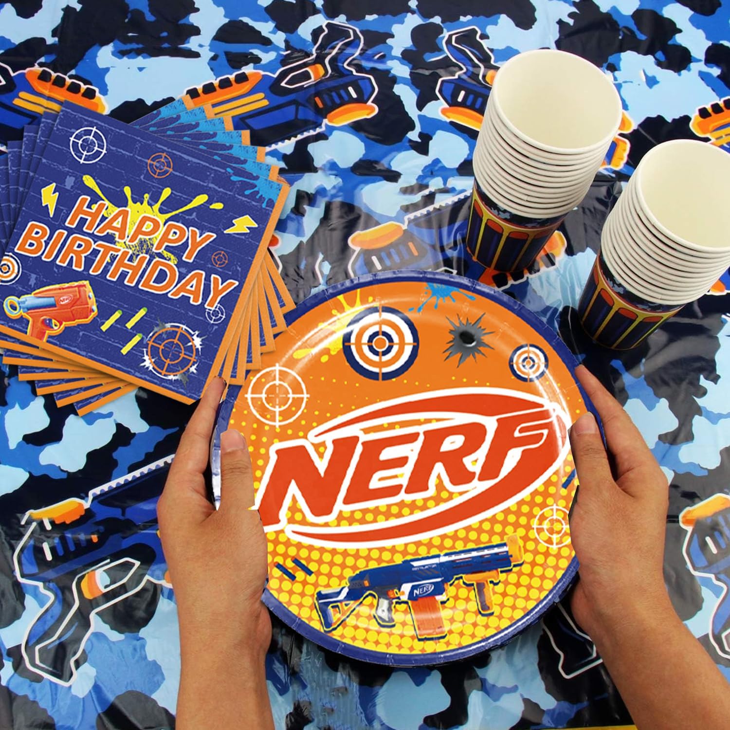 40Pcs Dart War Party Decorations Plates and Napkins Set
