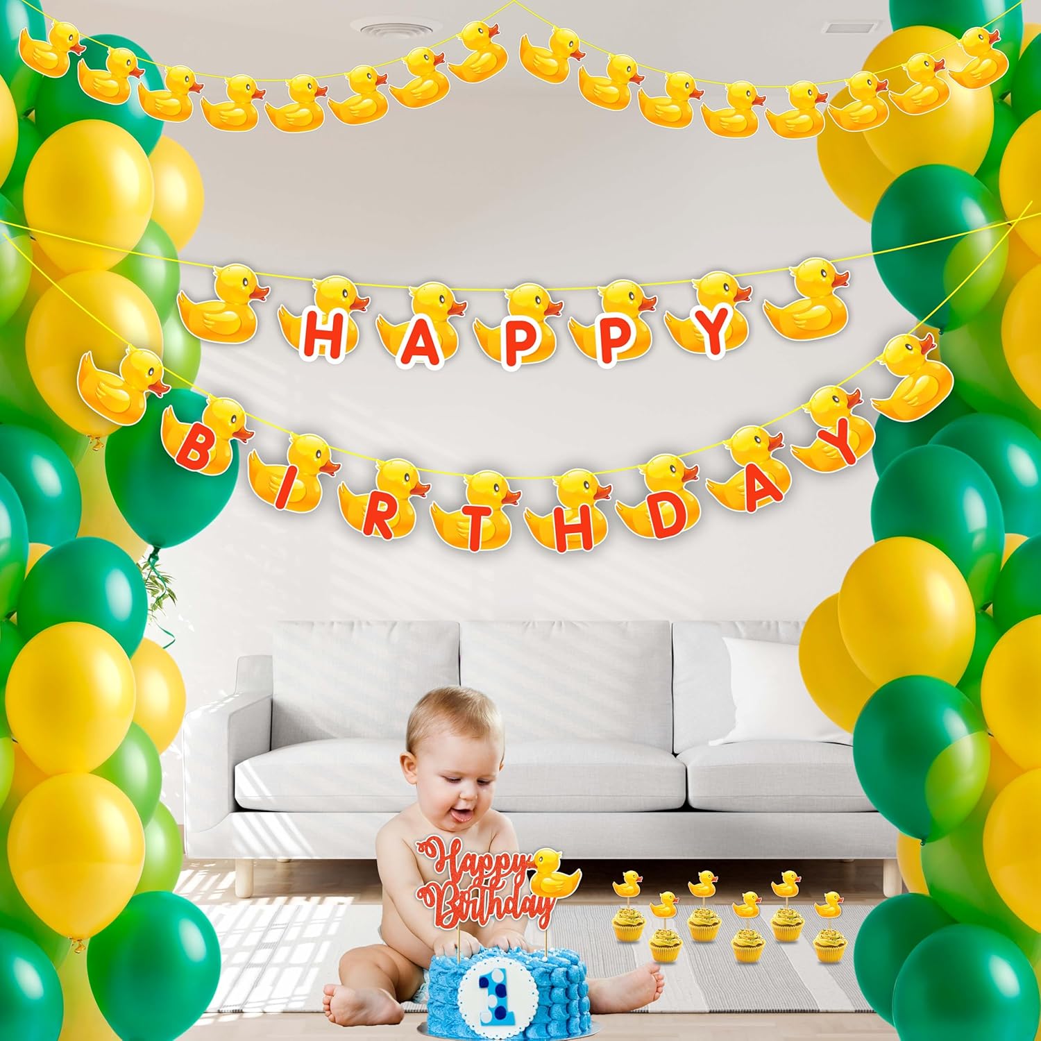 Seyal Cartoon Duck Theme Birthday Party Decorations Set