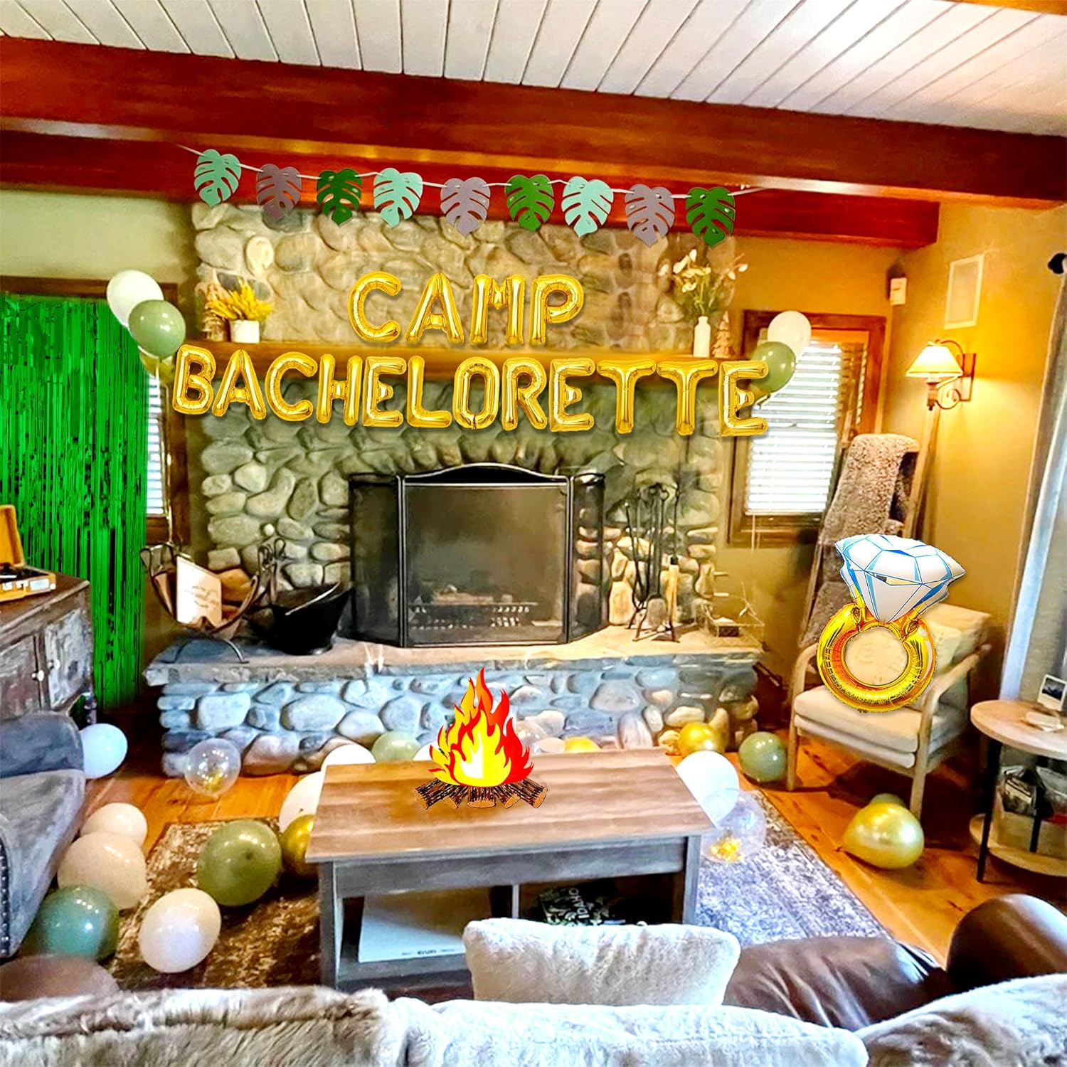 Gold Camp Bachelorette Balloons and Decorations